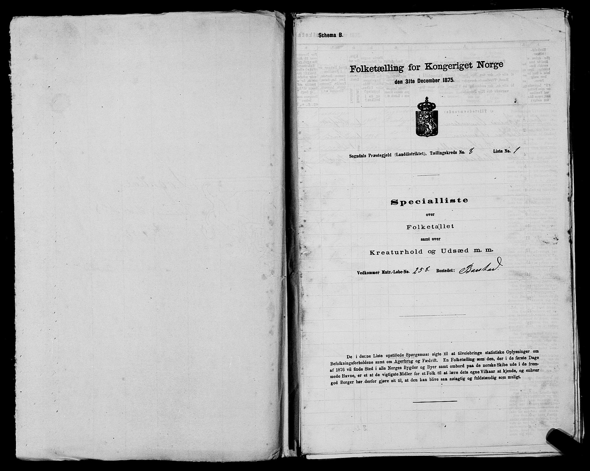 SAST, 1875 census for 1111L Sokndal/Sokndal, 1875, p. 713