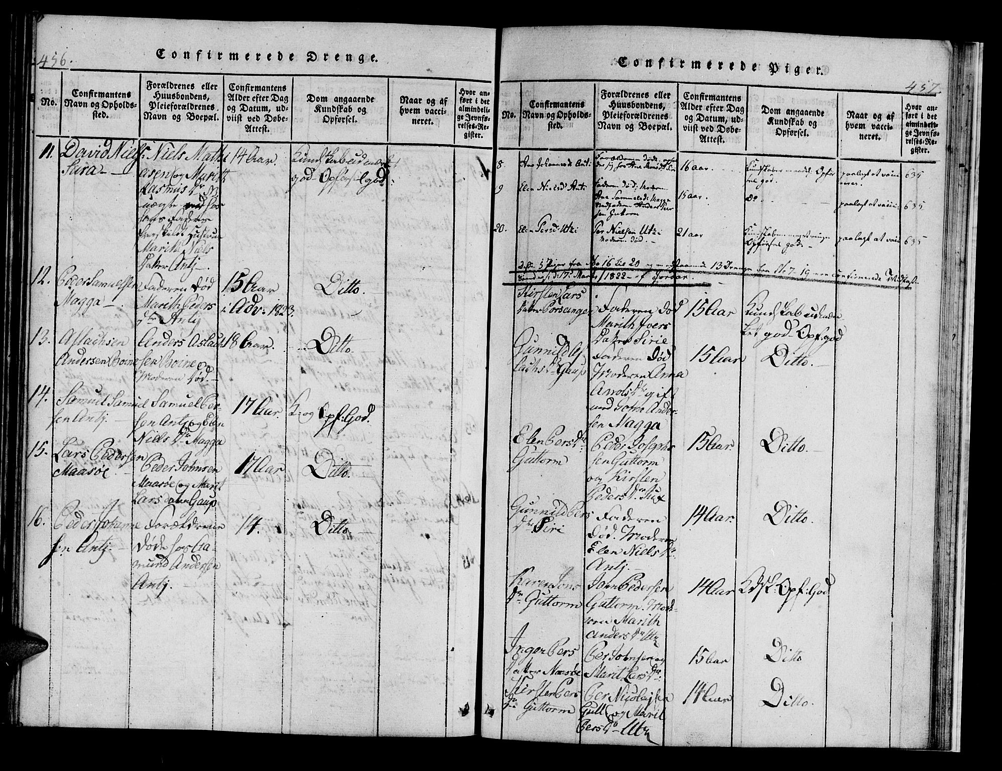 Kistrand/Porsanger sokneprestembete, AV/SATØ-S-1351/H/Hb/L0001.klokk: Parish register (copy) no. 1, 1821-1829, p. 456-457