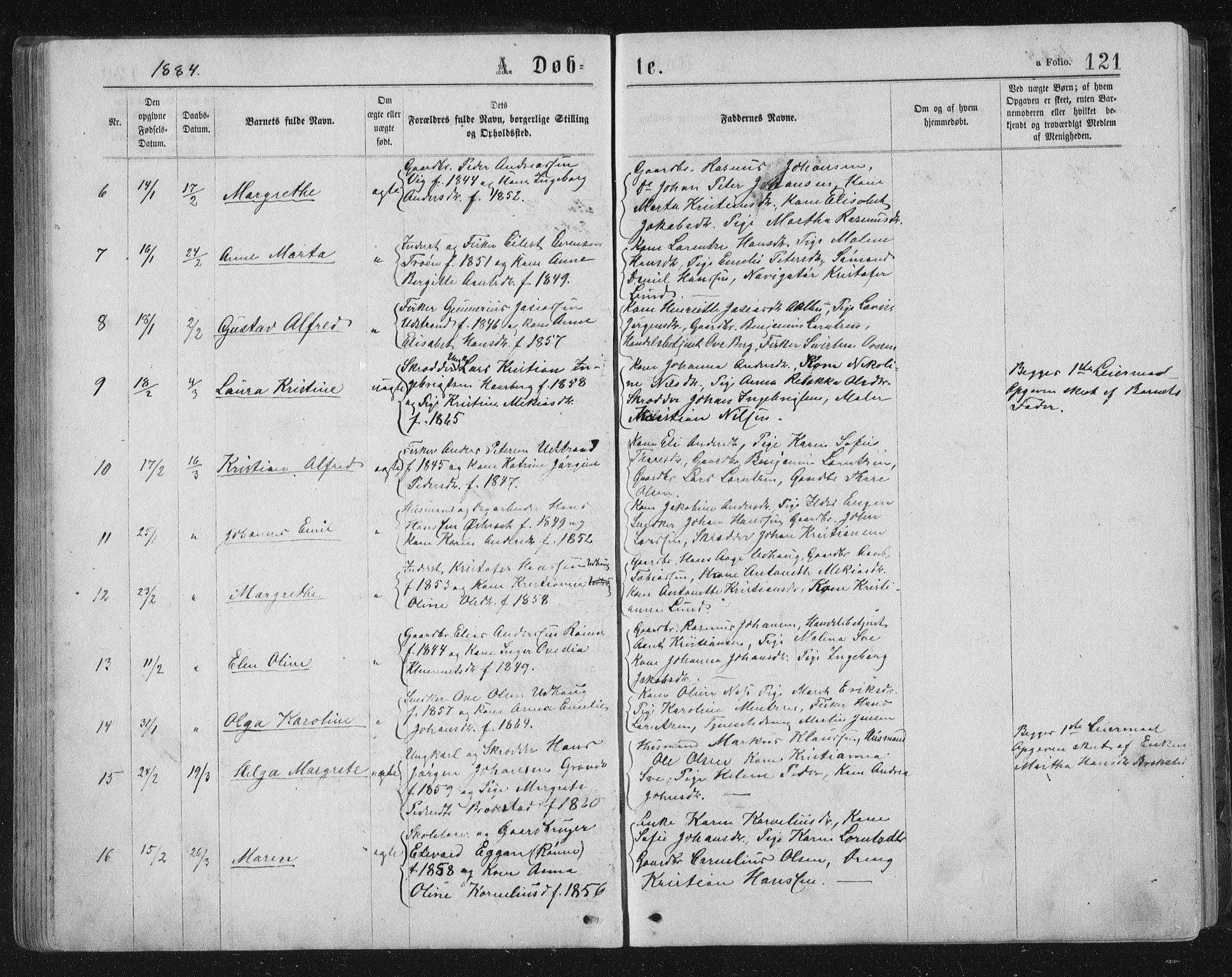 Ministerialprotokoller, klokkerbøker og fødselsregistre - Sør-Trøndelag, SAT/A-1456/659/L0745: Parish register (copy) no. 659C02, 1869-1892, p. 121