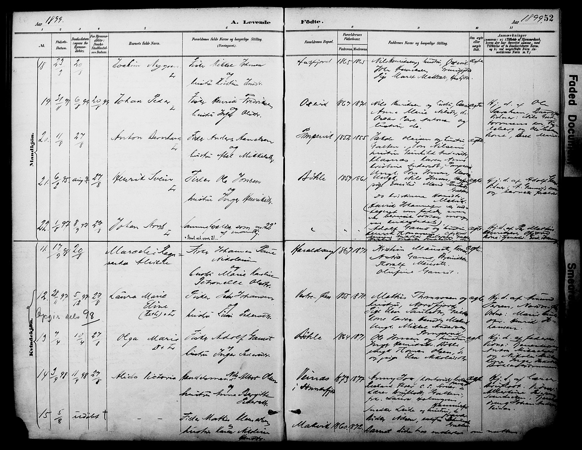 Loppa sokneprestkontor, AV/SATØ-S-1339/H/Ha/L0008kirke: Parish register (official) no. 8, 1889-1907, p. 52