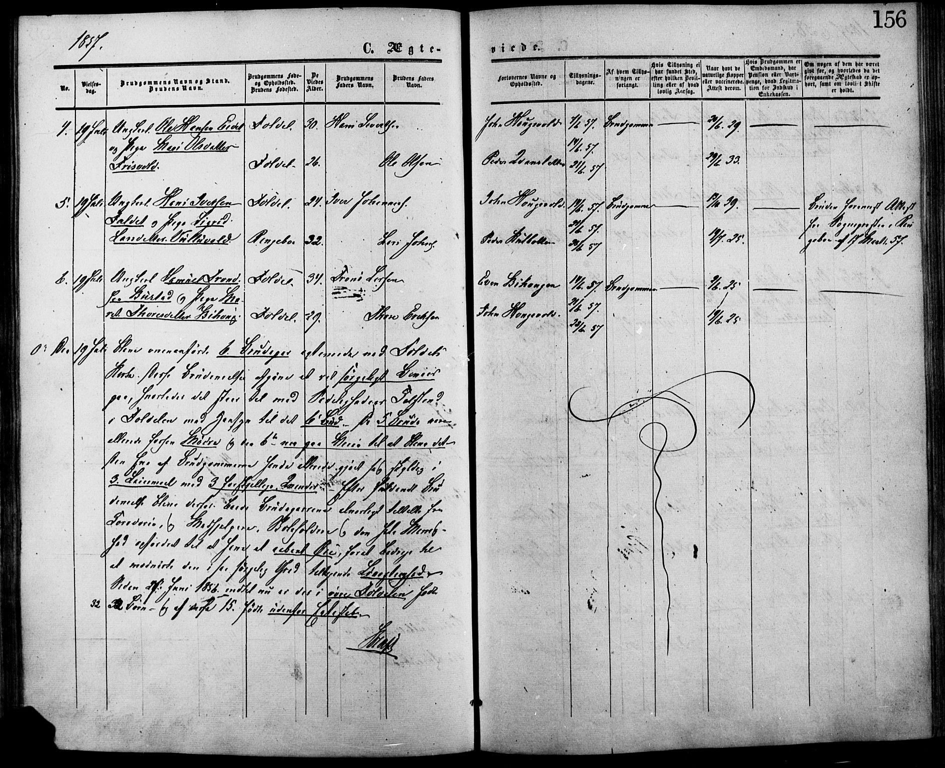 Lesja prestekontor, SAH/PREST-068/H/Ha/Haa/L0007: Parish register (official) no. 7, 1854-1862, p. 156