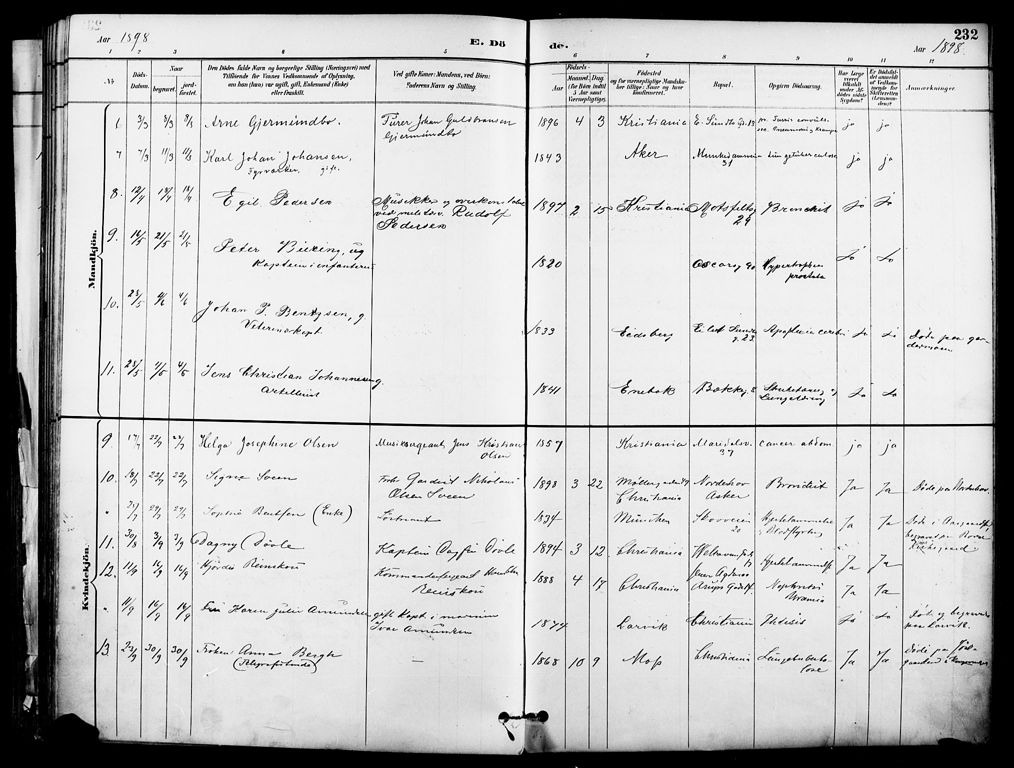 Garnisonsmenigheten Kirkebøker, AV/SAO-A-10846/F/Fa/L0013: Parish register (official) no. 13, 1894-1904, p. 232