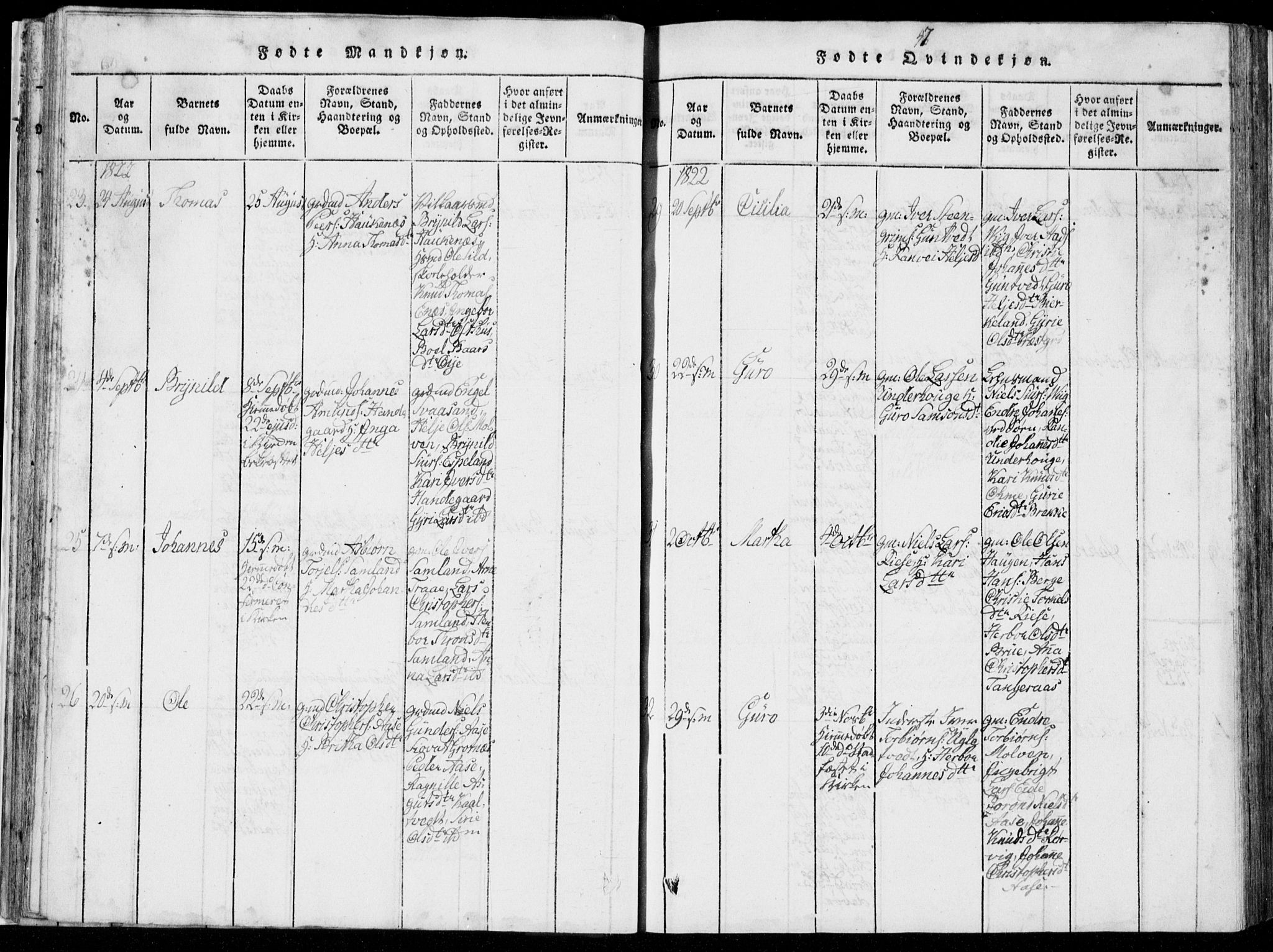 Strandebarm sokneprestembete, AV/SAB-A-78401/H/Hab: Parish register (copy) no. A  1, 1816-1826, p. 47