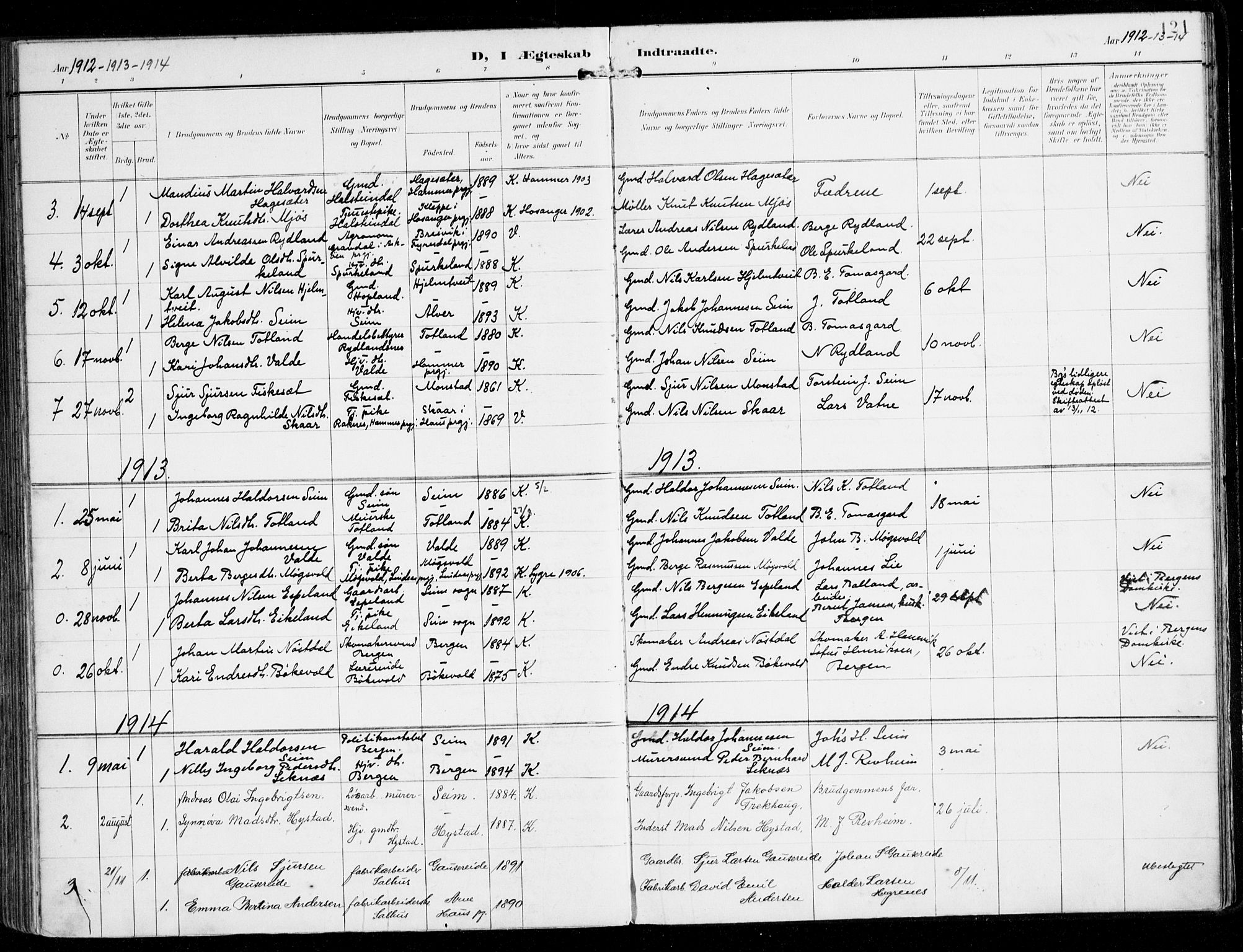 Alversund Sokneprestembete, SAB/A-73901/H/Ha/Haa/Haad/L0004: Parish register (official) no. D 4, 1898-1926, p. 121