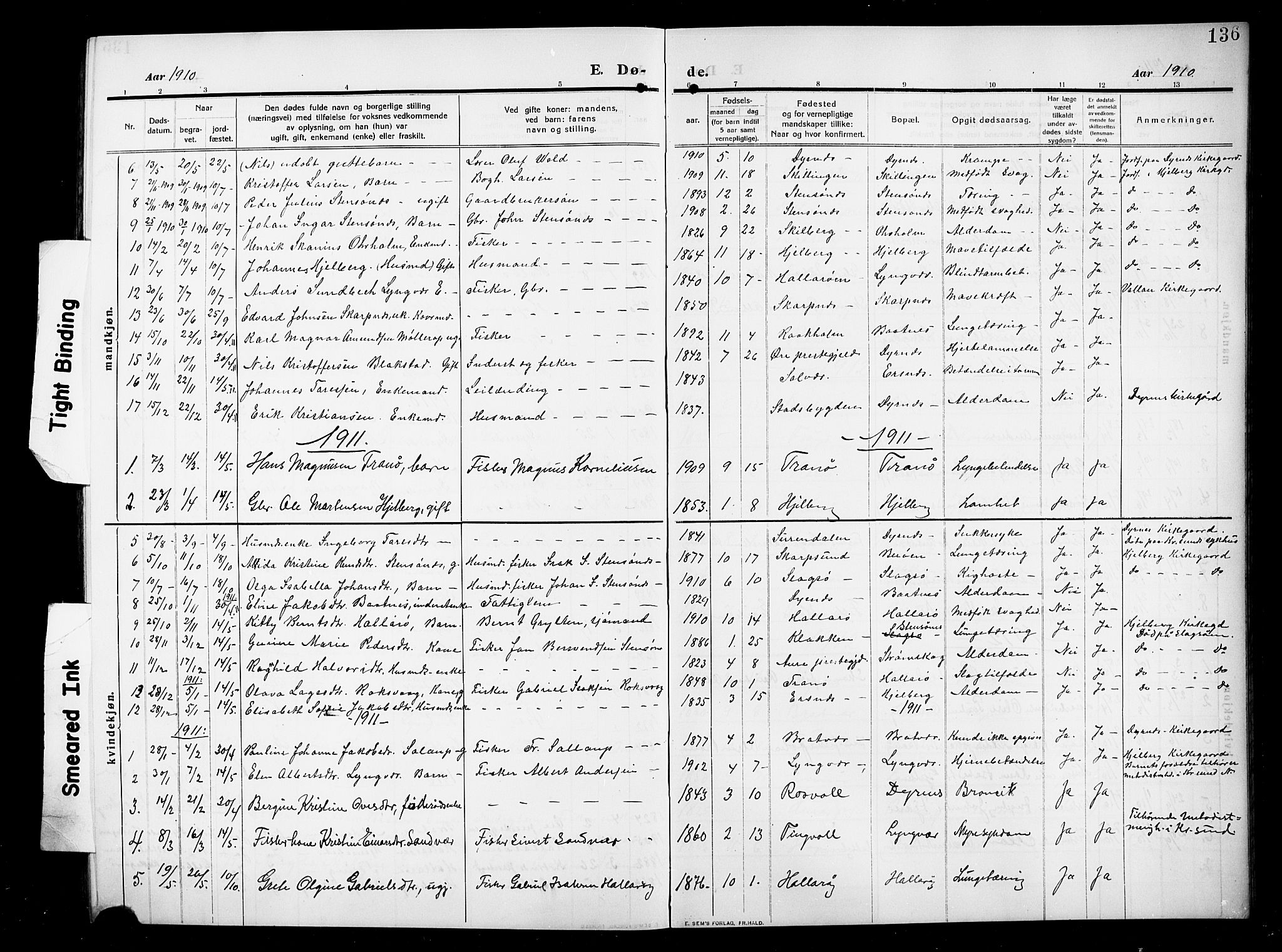 Ministerialprotokoller, klokkerbøker og fødselsregistre - Møre og Romsdal, AV/SAT-A-1454/582/L0949: Parish register (copy) no. 582C01, 1909-1925, p. 136