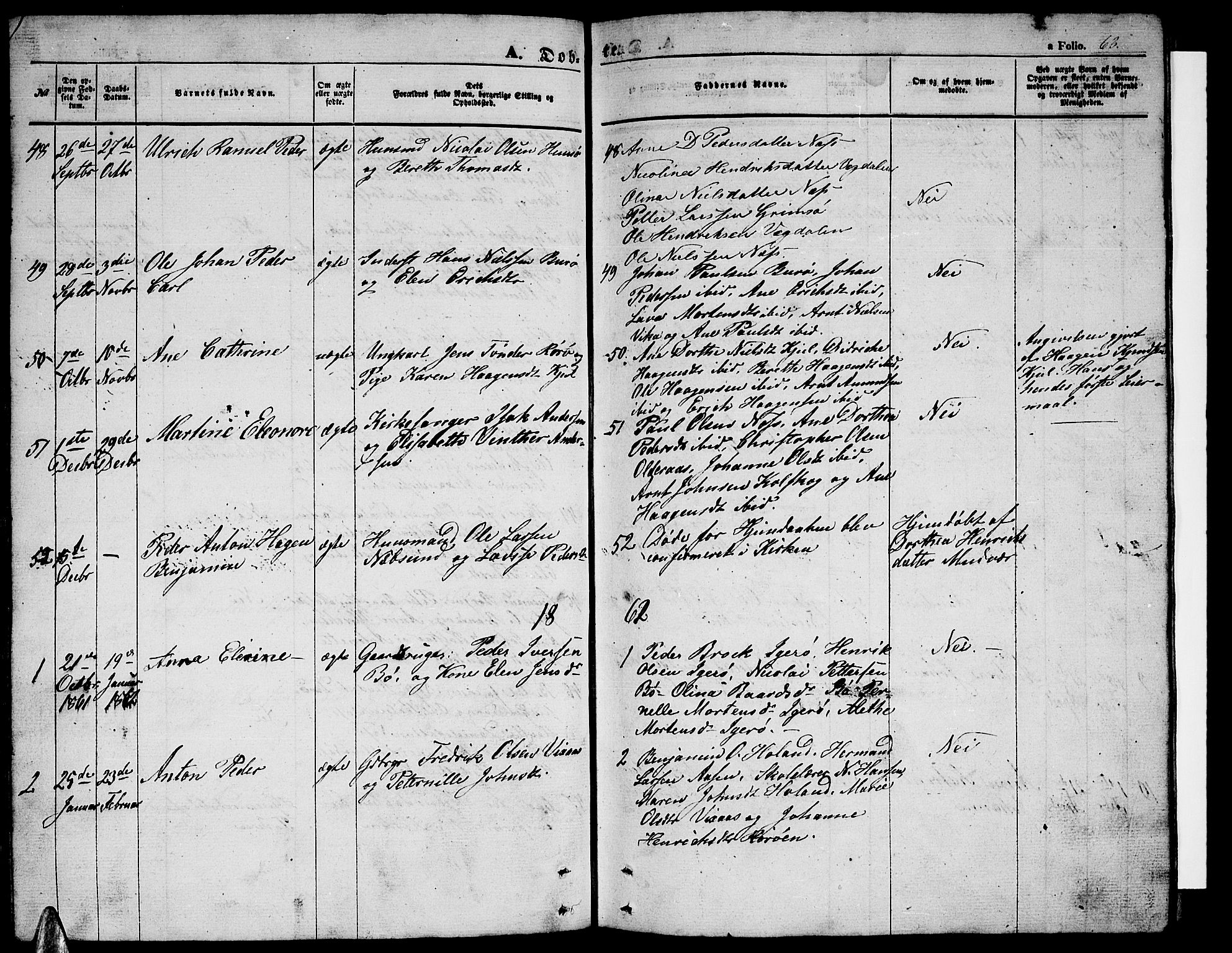 Ministerialprotokoller, klokkerbøker og fødselsregistre - Nordland, AV/SAT-A-1459/816/L0251: Parish register (copy) no. 816C01, 1852-1870, p. 63