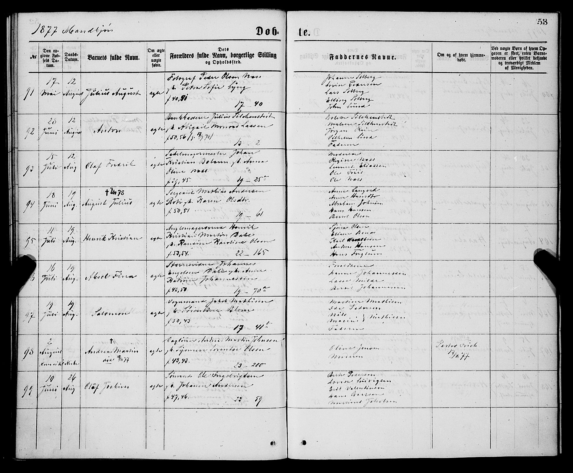 Korskirken sokneprestembete, AV/SAB-A-76101/H/Hab: Parish register (copy) no. B 7, 1874-1878, p. 53