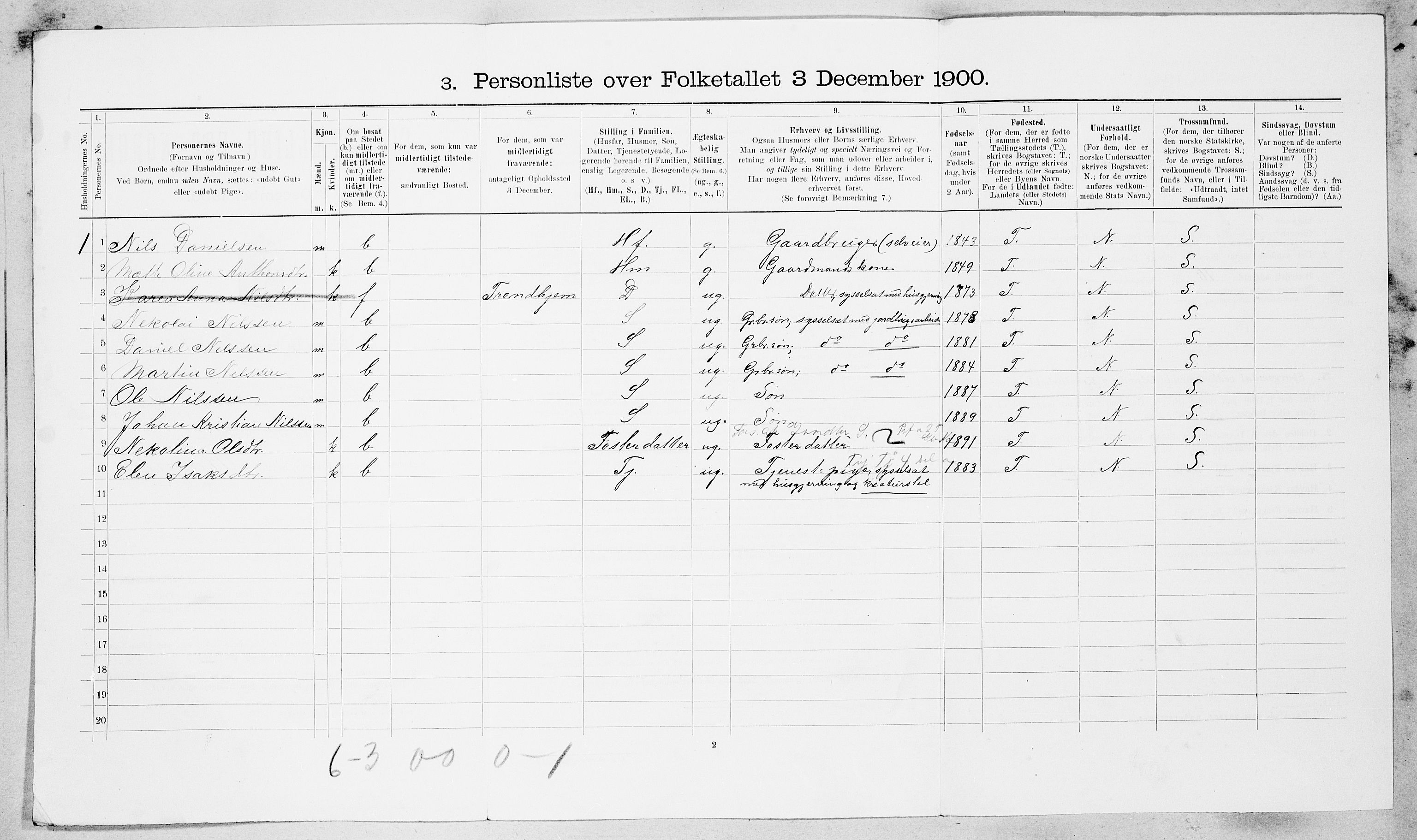 SAT, 1900 census for Rissa, 1900, p. 461