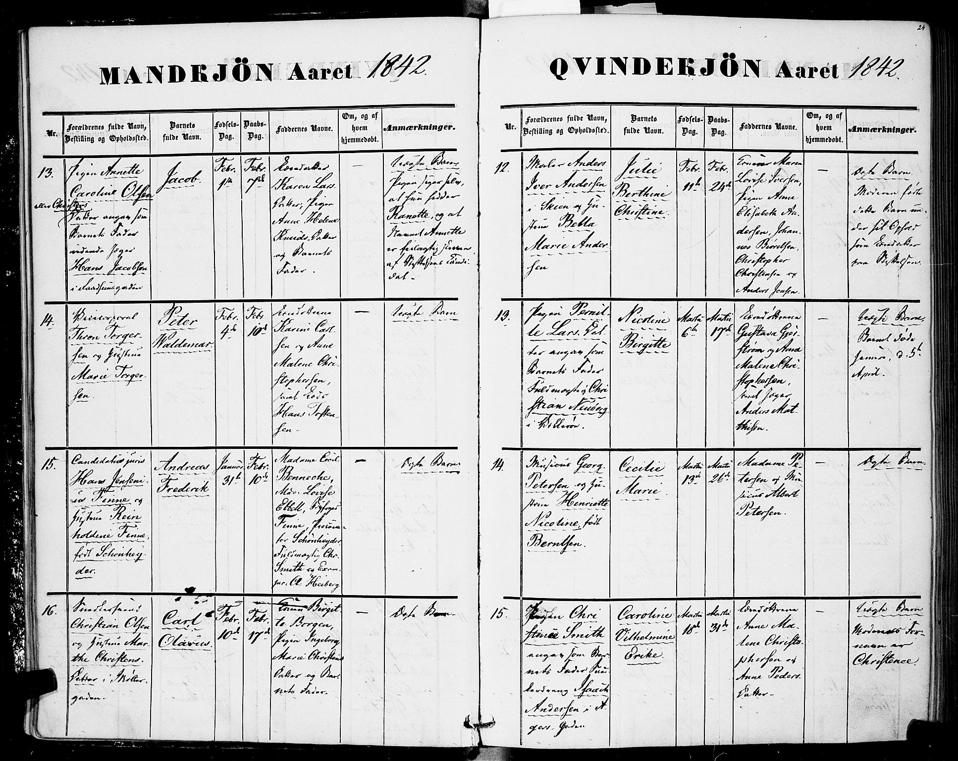 Rikshospitalet prestekontor Kirkebøker, AV/SAO-A-10309b/F/L0003: Parish register (official) no. 3, 1841-1853, p. 24