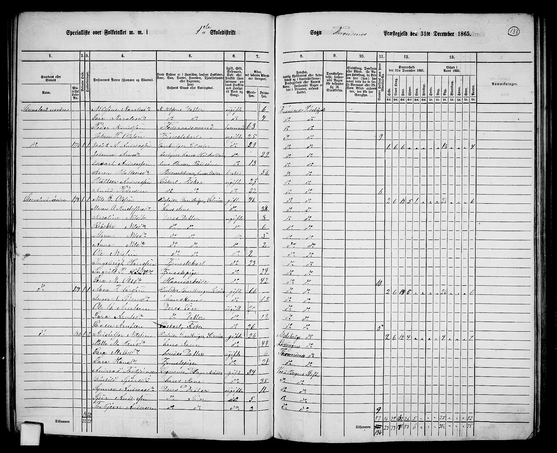 RA, 1865 census for Trondenes, 1865, p. 25