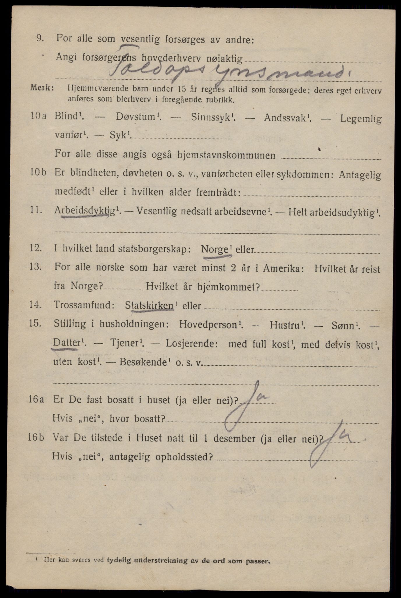 SAT, 1920 census for Trondheim, 1920, p. 97609