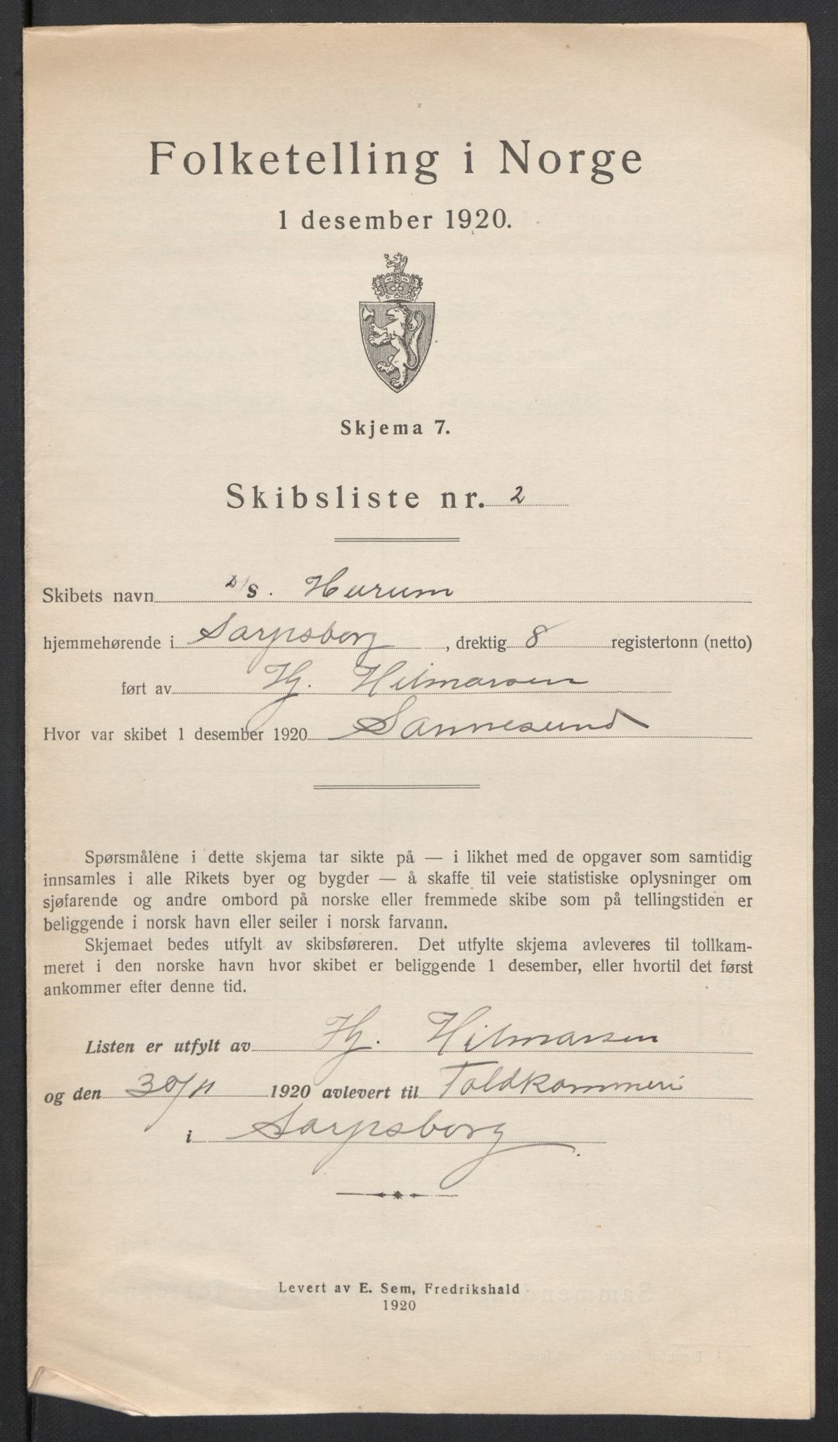 SAO, 1920 census for Sarpsborg, 1920, p. 29559