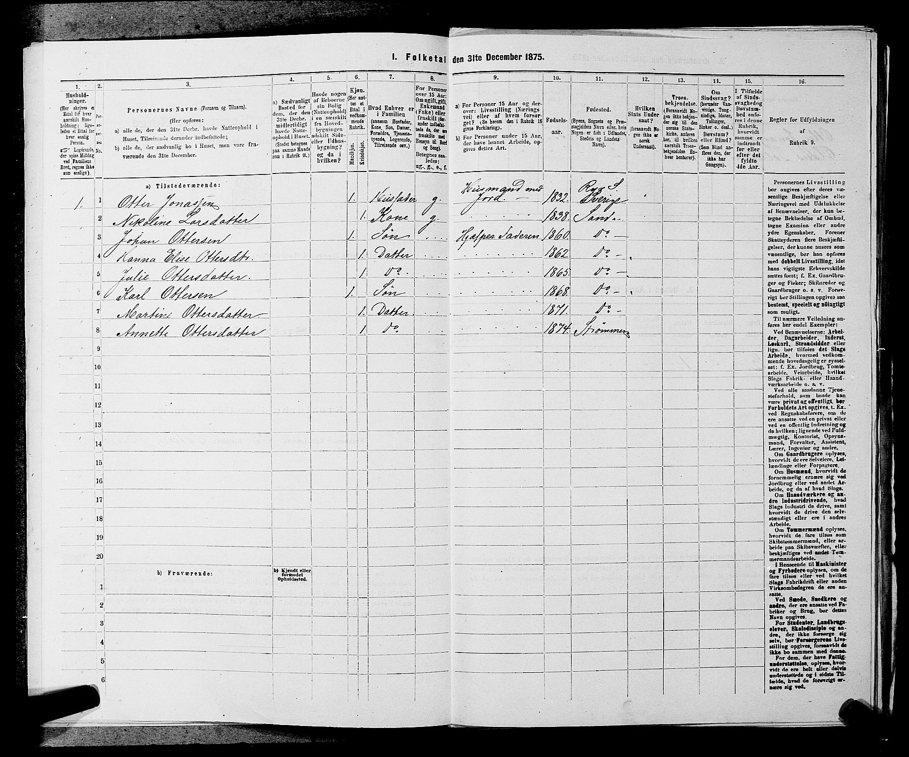 SAKO, 1875 census for 0711L Strømm/Strømm, 1875, p. 389