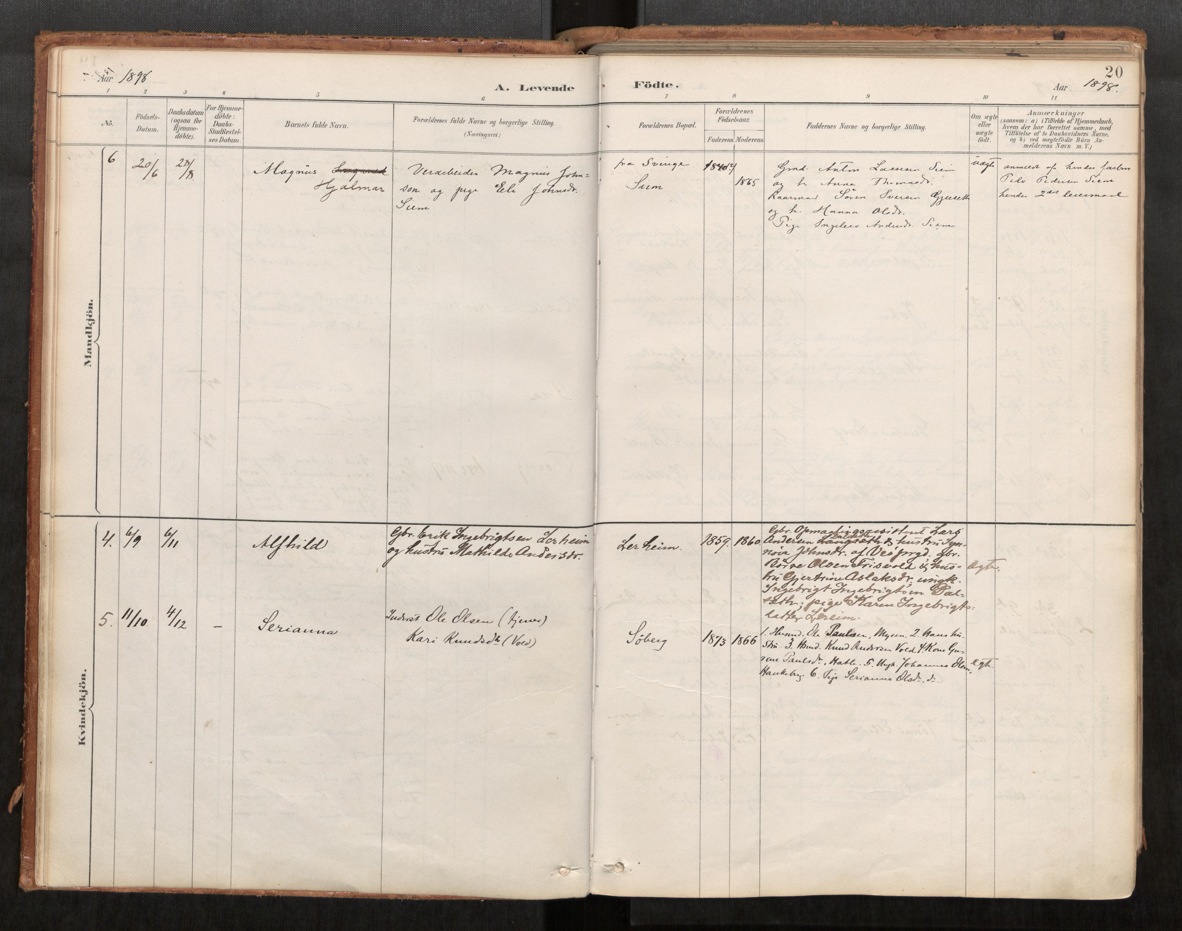 Ministerialprotokoller, klokkerbøker og fødselsregistre - Møre og Romsdal, AV/SAT-A-1454/542/L0553: Parish register (official) no. 542A03, 1885-1925, p. 20