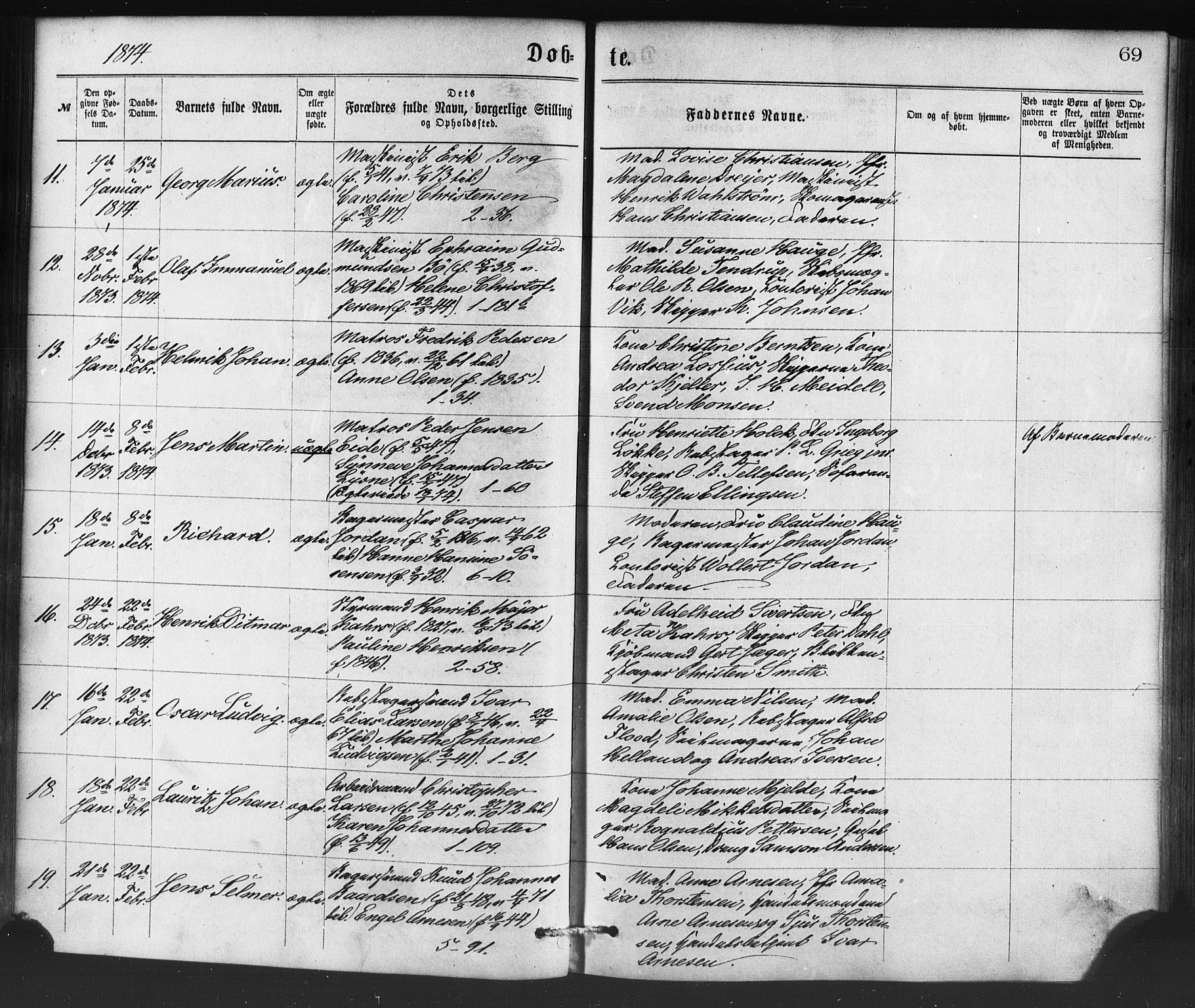 Nykirken Sokneprestembete, AV/SAB-A-77101/H/Haa/L0016: Parish register (official) no. B 3, 1870-1884, p. 69