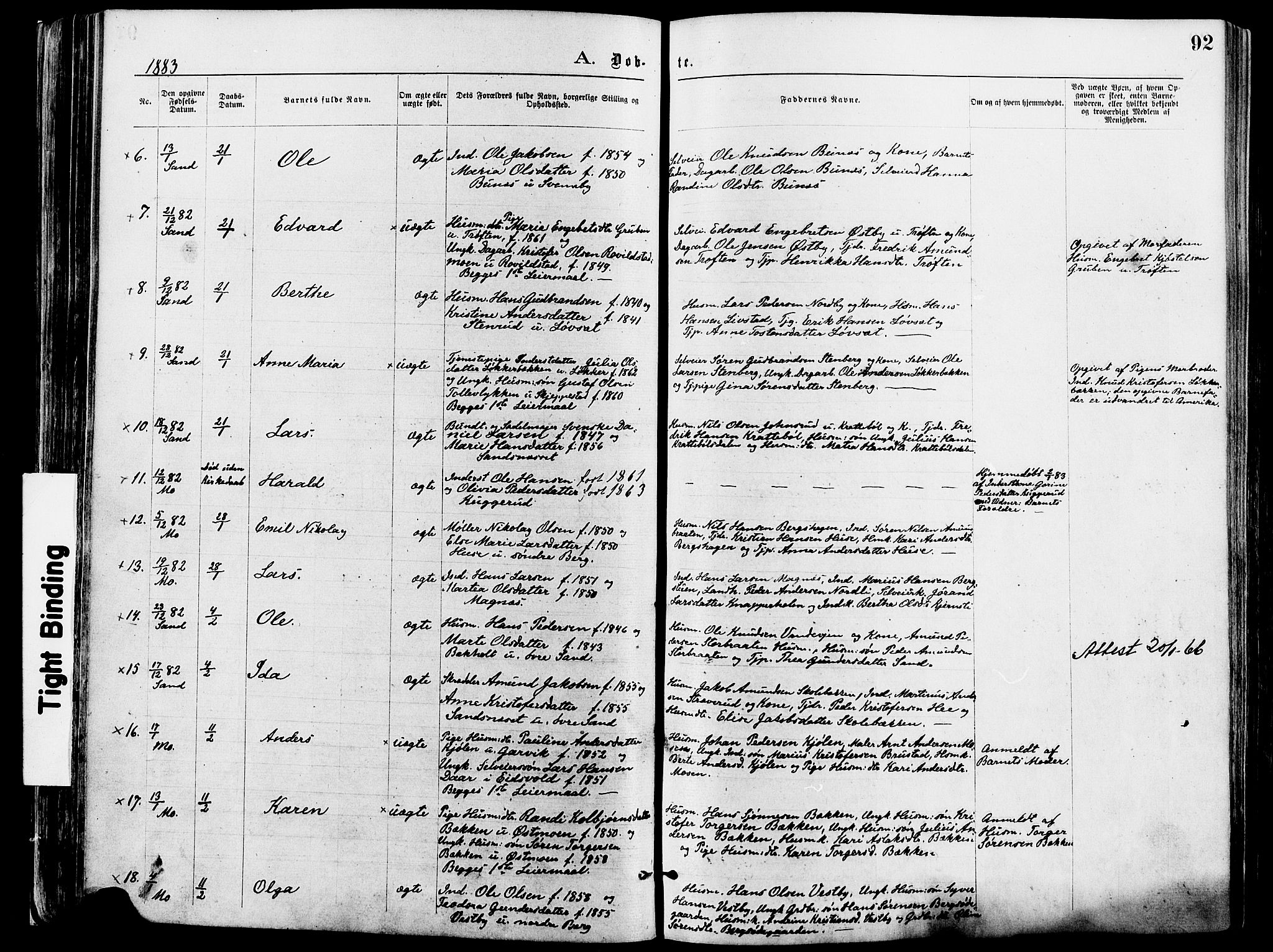 Nord-Odal prestekontor, AV/SAH-PREST-032/H/Ha/Haa/L0005: Parish register (official) no. 5, 1874-1885, p. 92