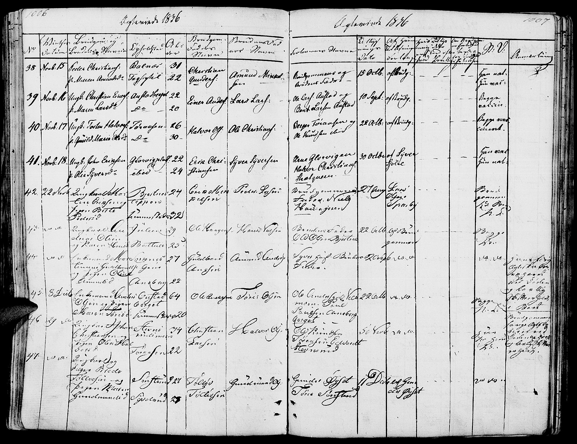 Hof prestekontor, SAH/PREST-038/H/Ha/Haa/L0006: Parish register (official) no. 6, 1822-1841, p. 1006-1007