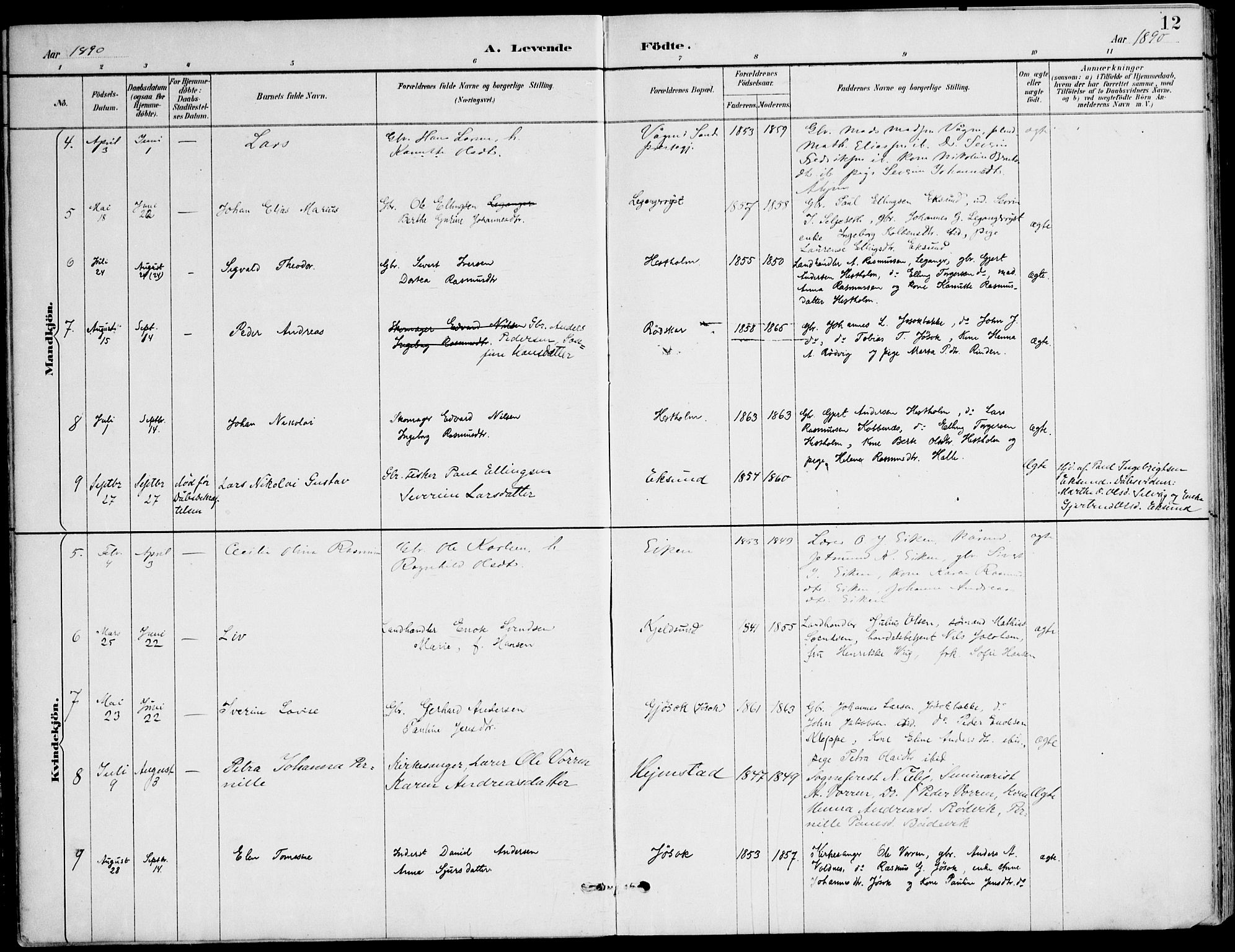 Ministerialprotokoller, klokkerbøker og fødselsregistre - Møre og Romsdal, AV/SAT-A-1454/508/L0095: Parish register (official) no. 508A02, 1887-1920, p. 12