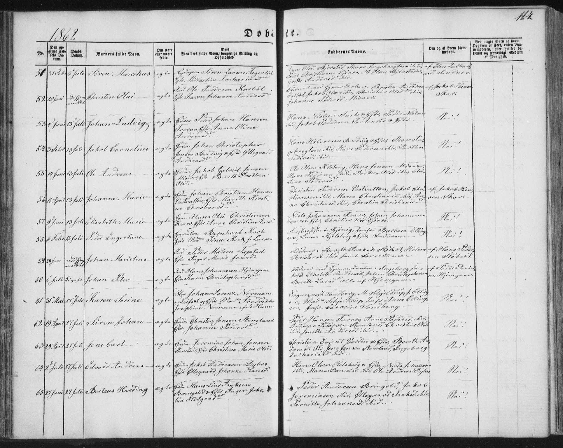 Ministerialprotokoller, klokkerbøker og fødselsregistre - Nordland, AV/SAT-A-1459/852/L0738: Parish register (official) no. 852A08, 1849-1865, p. 114