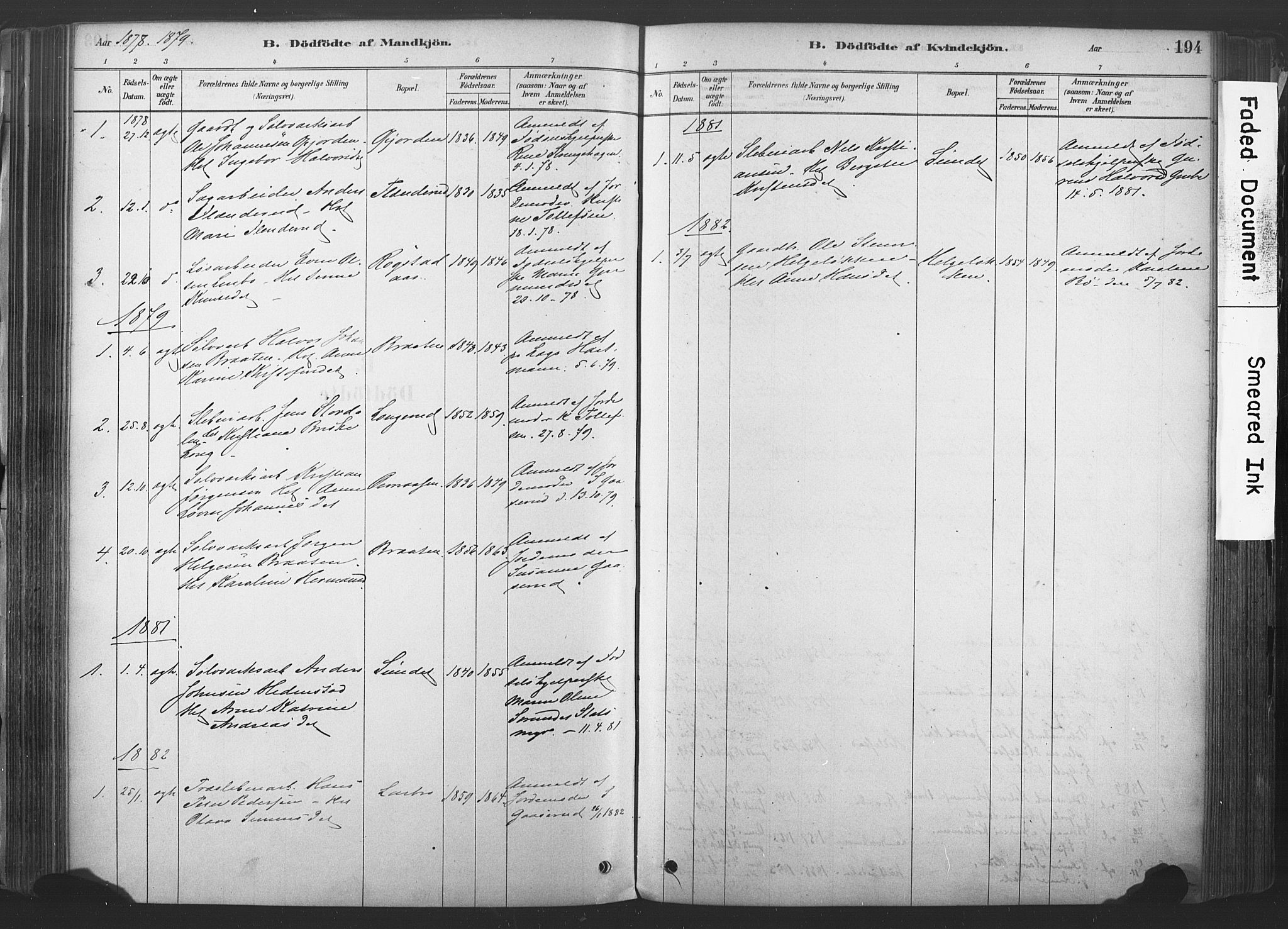 Sandsvær kirkebøker, AV/SAKO-A-244/F/Fd/L0001: Parish register (official) no. IV 1, 1878-1906, p. 194