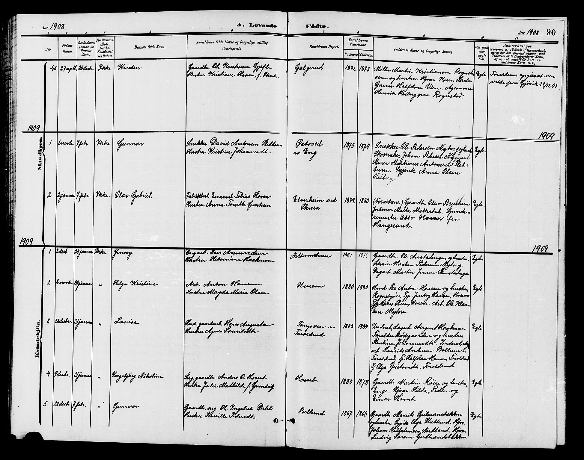 Østre Toten prestekontor, AV/SAH-PREST-104/H/Ha/Hab/L0007: Parish register (copy) no. 7, 1901-1912, p. 90