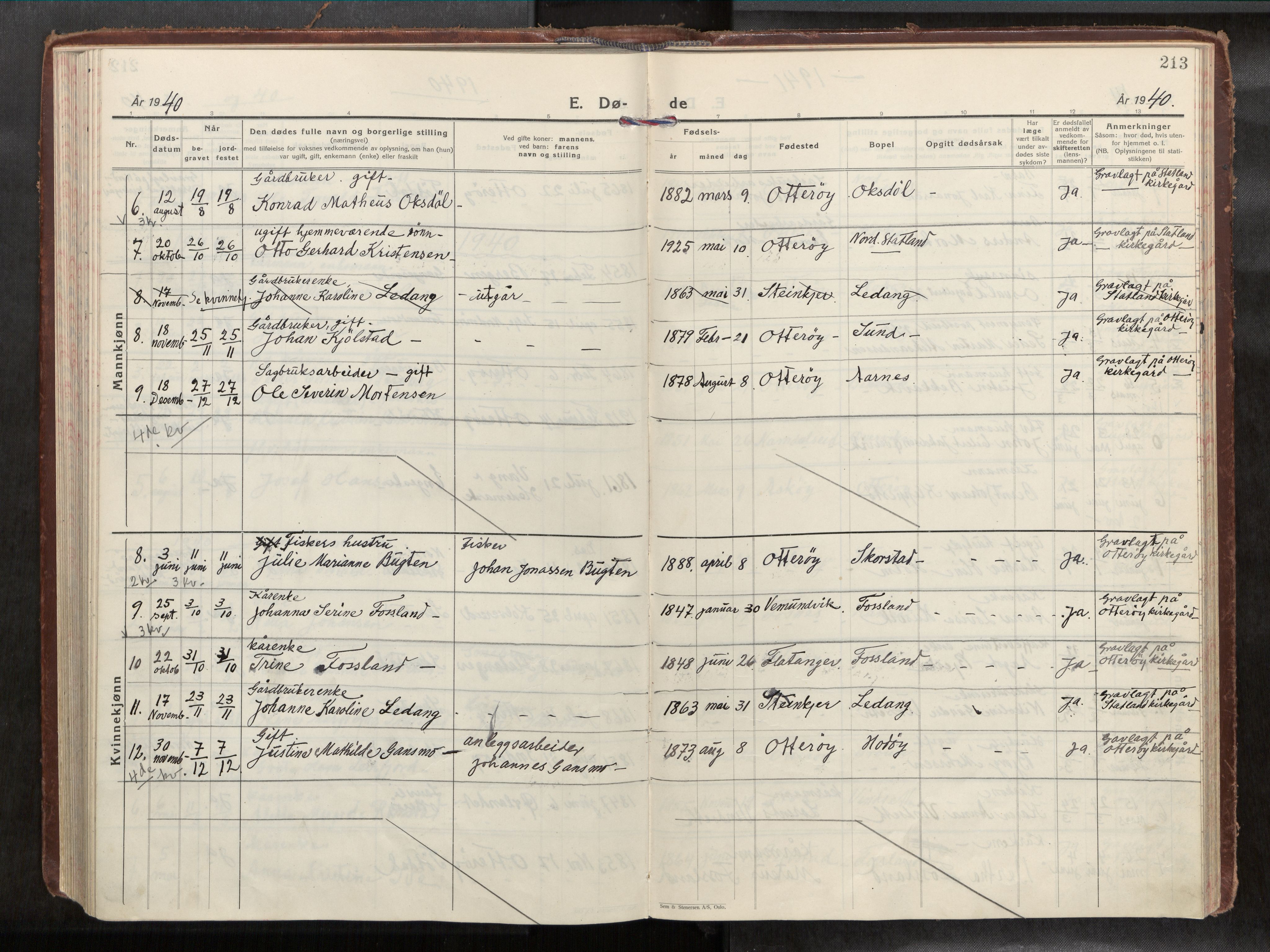 Ministerialprotokoller, klokkerbøker og fødselsregistre - Nord-Trøndelag, AV/SAT-A-1458/774/L0629a: Parish register (official) no. 774A04, 1927-1945, p. 213