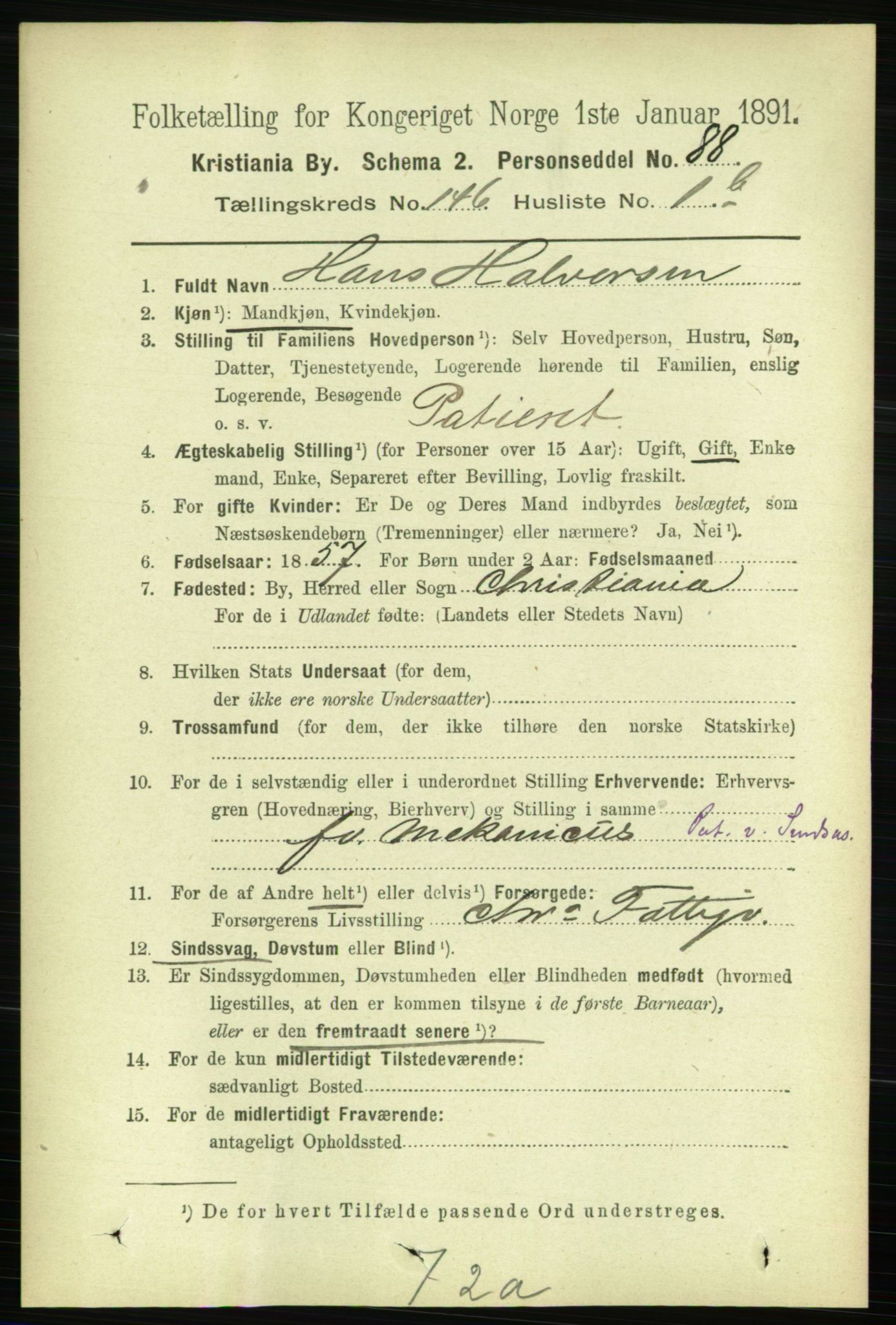 RA, 1891 census for 0301 Kristiania, 1891, p. 80631