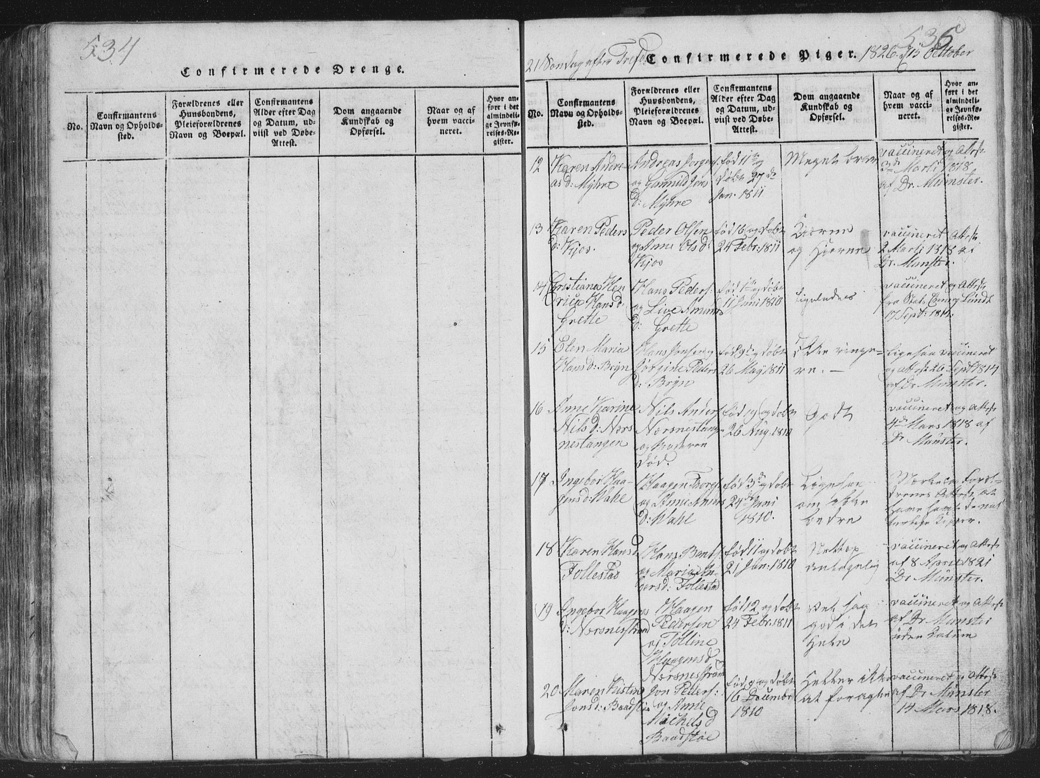 Røyken kirkebøker, AV/SAKO-A-241/G/Ga/L0003: Parish register (copy) no. 3, 1814-1856, p. 534-535