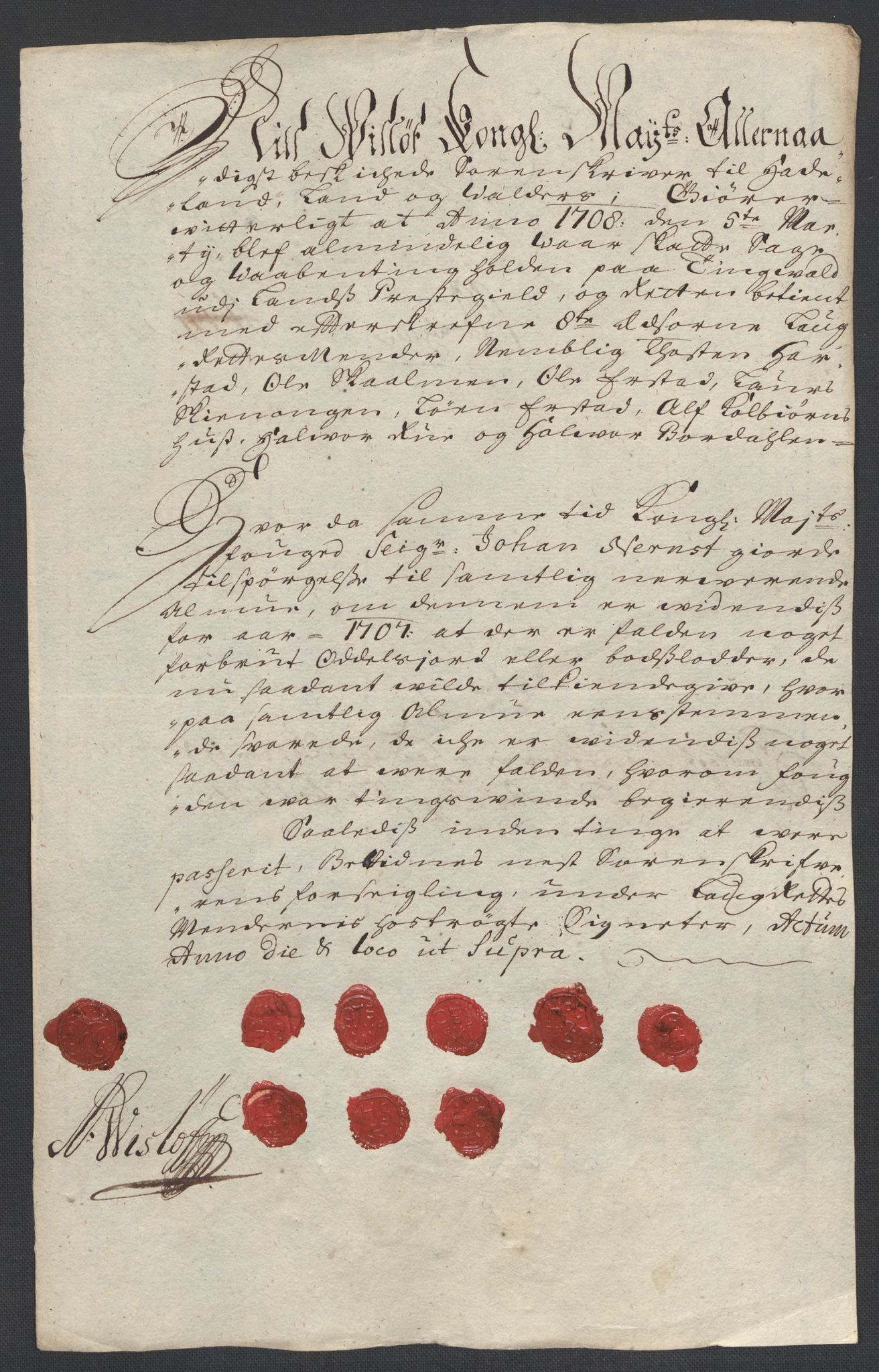 Rentekammeret inntil 1814, Reviderte regnskaper, Fogderegnskap, AV/RA-EA-4092/R18/L1305: Fogderegnskap Hadeland, Toten og Valdres, 1707-1708, p. 34