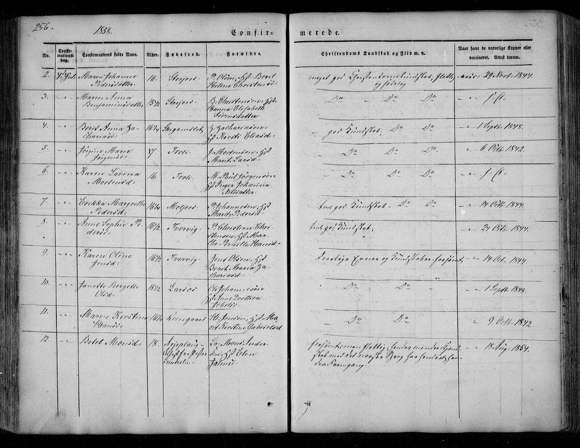 Ministerialprotokoller, klokkerbøker og fødselsregistre - Nordland, AV/SAT-A-1459/846/L0644: Parish register (official) no. 846A02, 1837-1872, p. 256