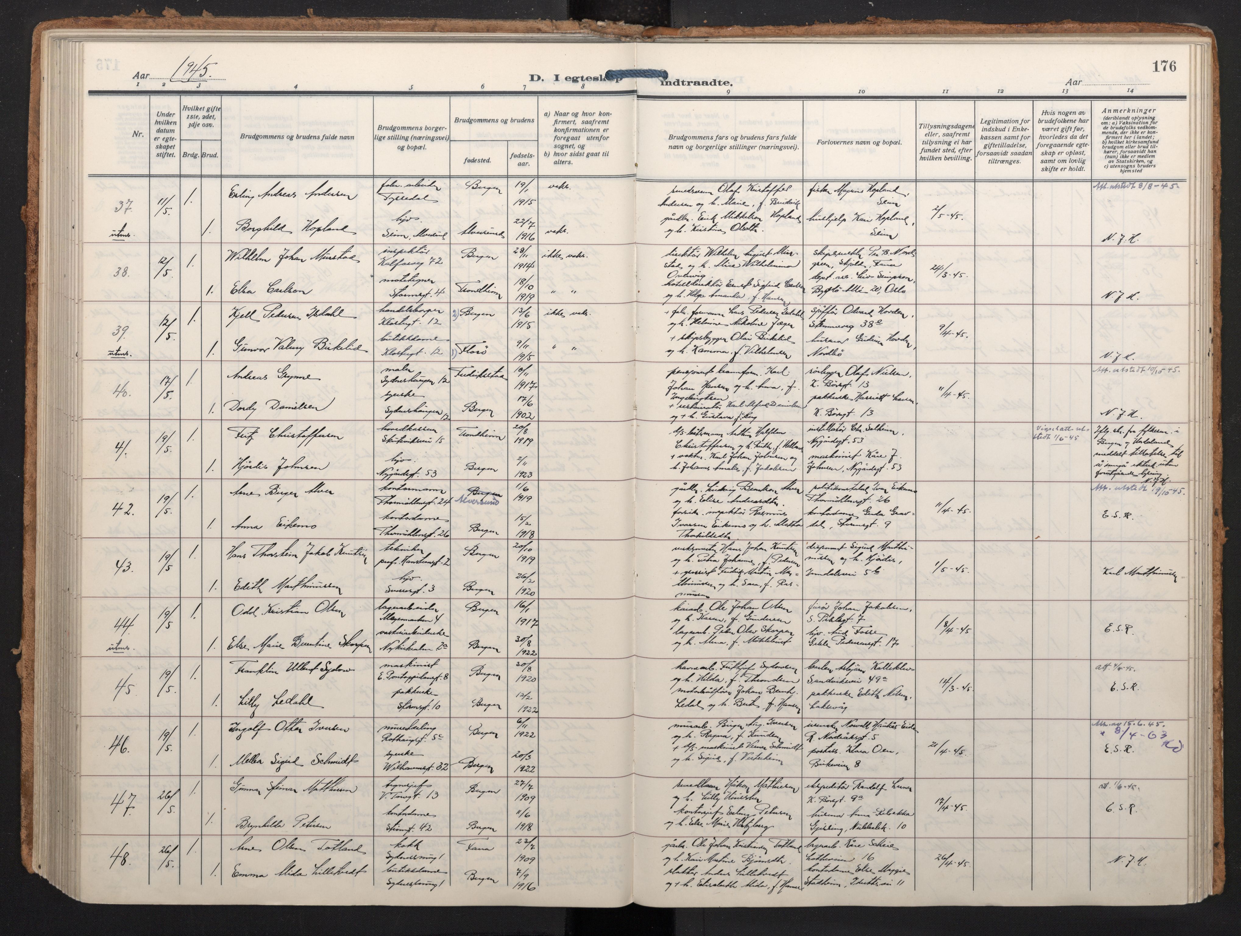Johanneskirken sokneprestembete, SAB/A-76001/H/Haa/L0014: Parish register (official) no. D 3, 1929-1949, p. 175b-176a