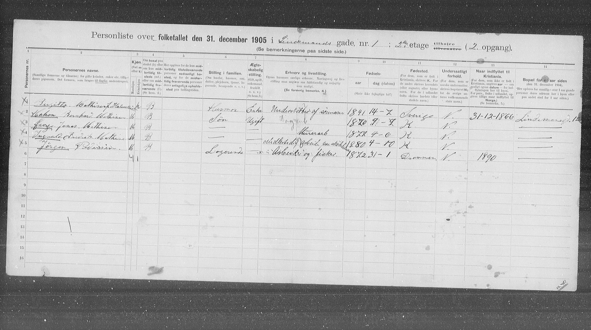 OBA, Municipal Census 1905 for Kristiania, 1905, p. 30278