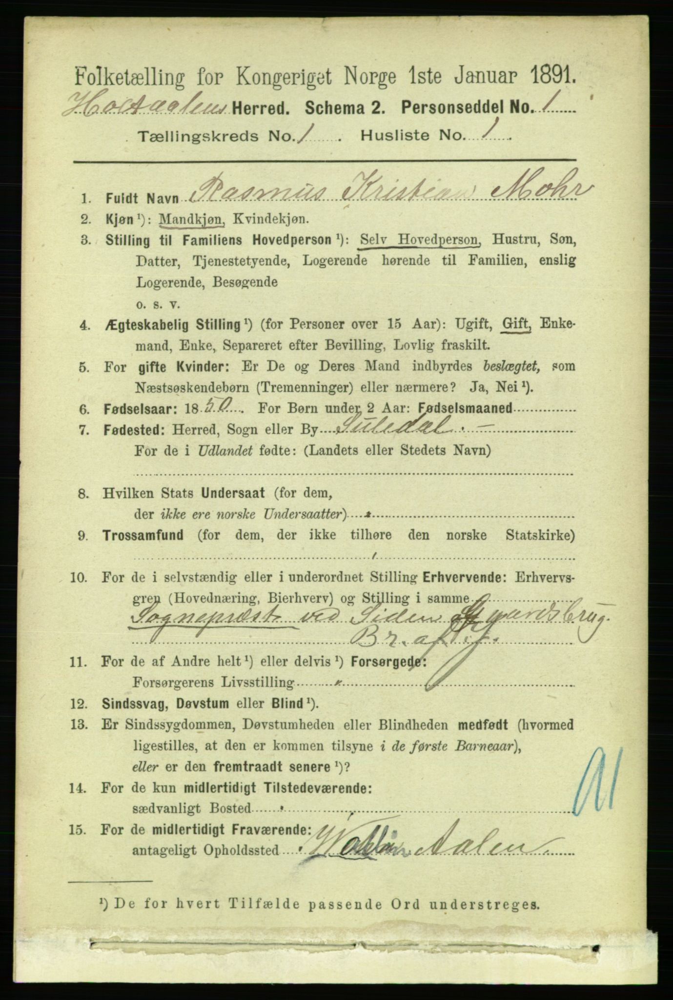 RA, 1891 census for 1645 Haltdalen, 1891, p. 92