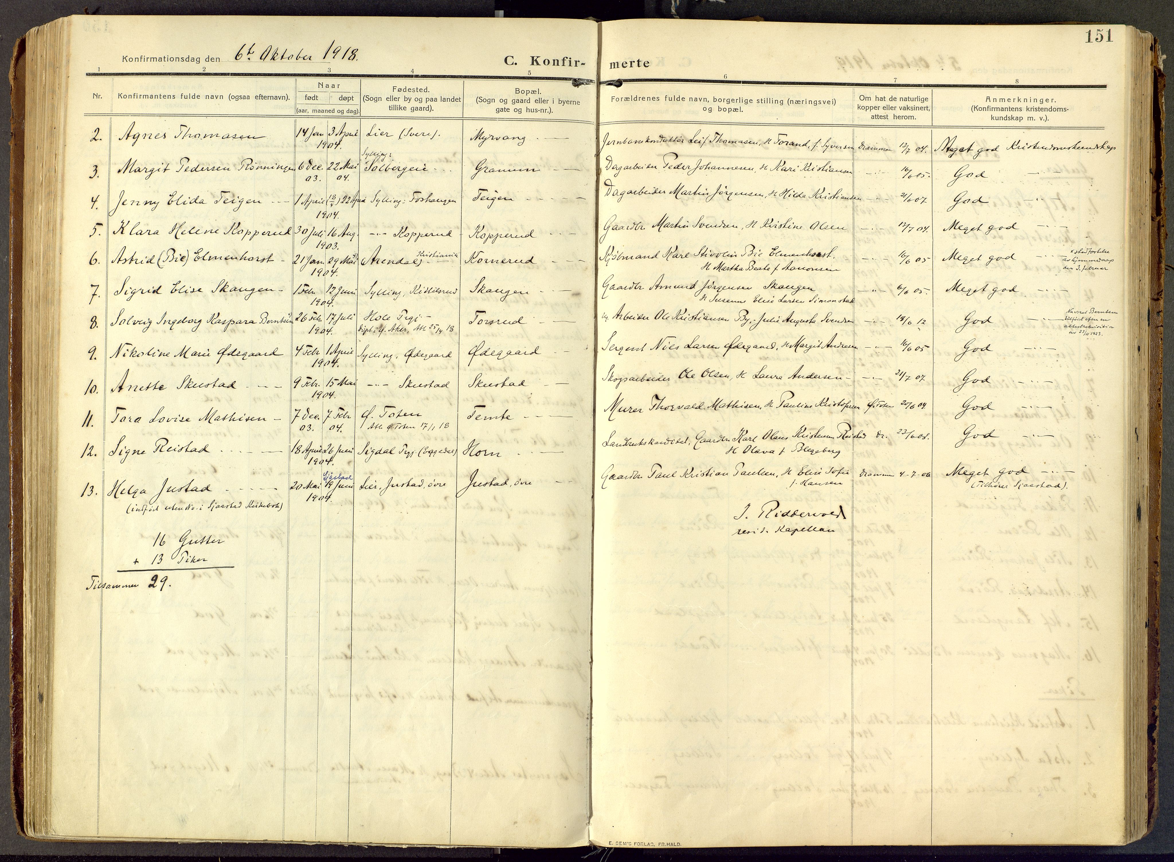 Parish register (official) no. III 1, 1910-1936, p. 151