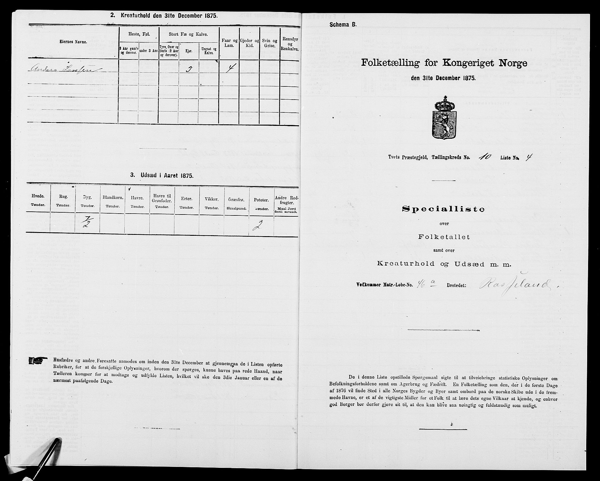 SAK, 1875 census for 1013P Tveit, 1875, p. 1191