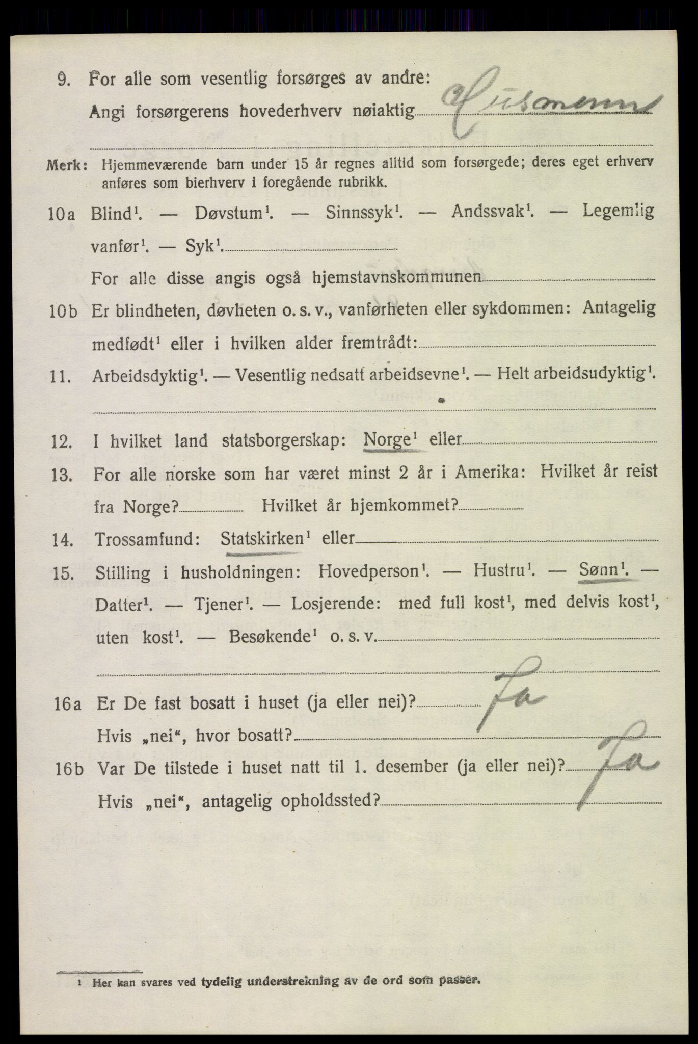 SAH, 1920 census for Ringebu, 1920, p. 3574