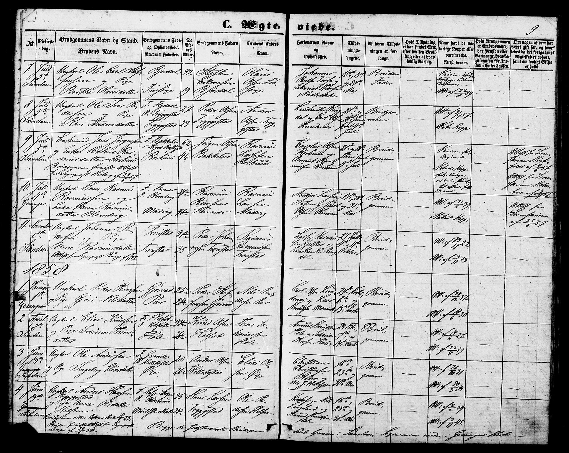 Ministerialprotokoller, klokkerbøker og fødselsregistre - Møre og Romsdal, SAT/A-1454/517/L0224: Parish register (official) no. 517A04, 1853-1880, p. 9