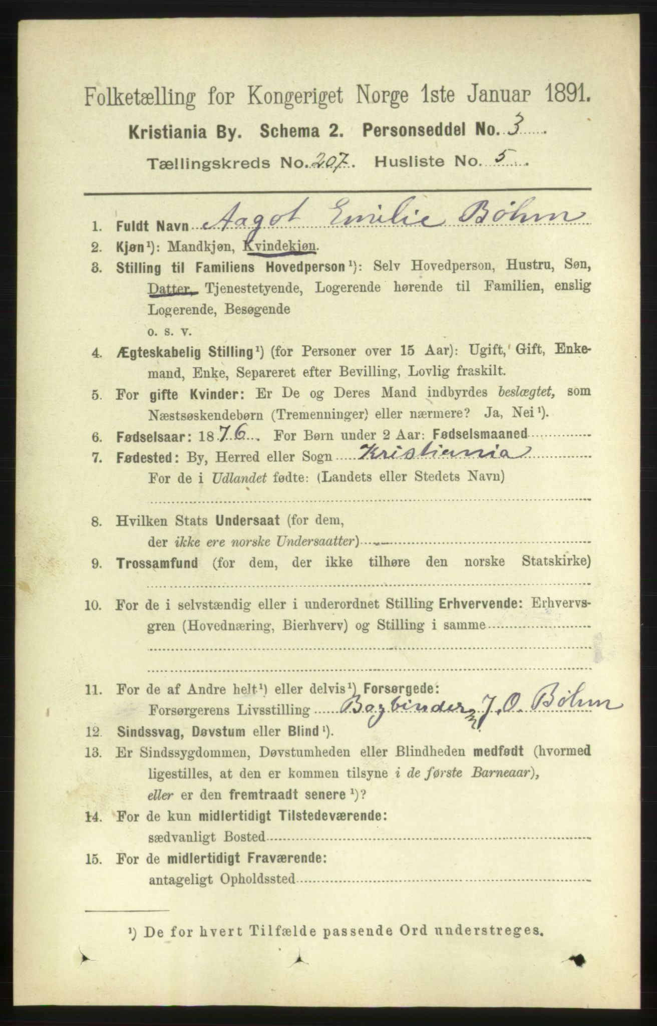 RA, 1891 census for 0301 Kristiania, 1891, p. 124466