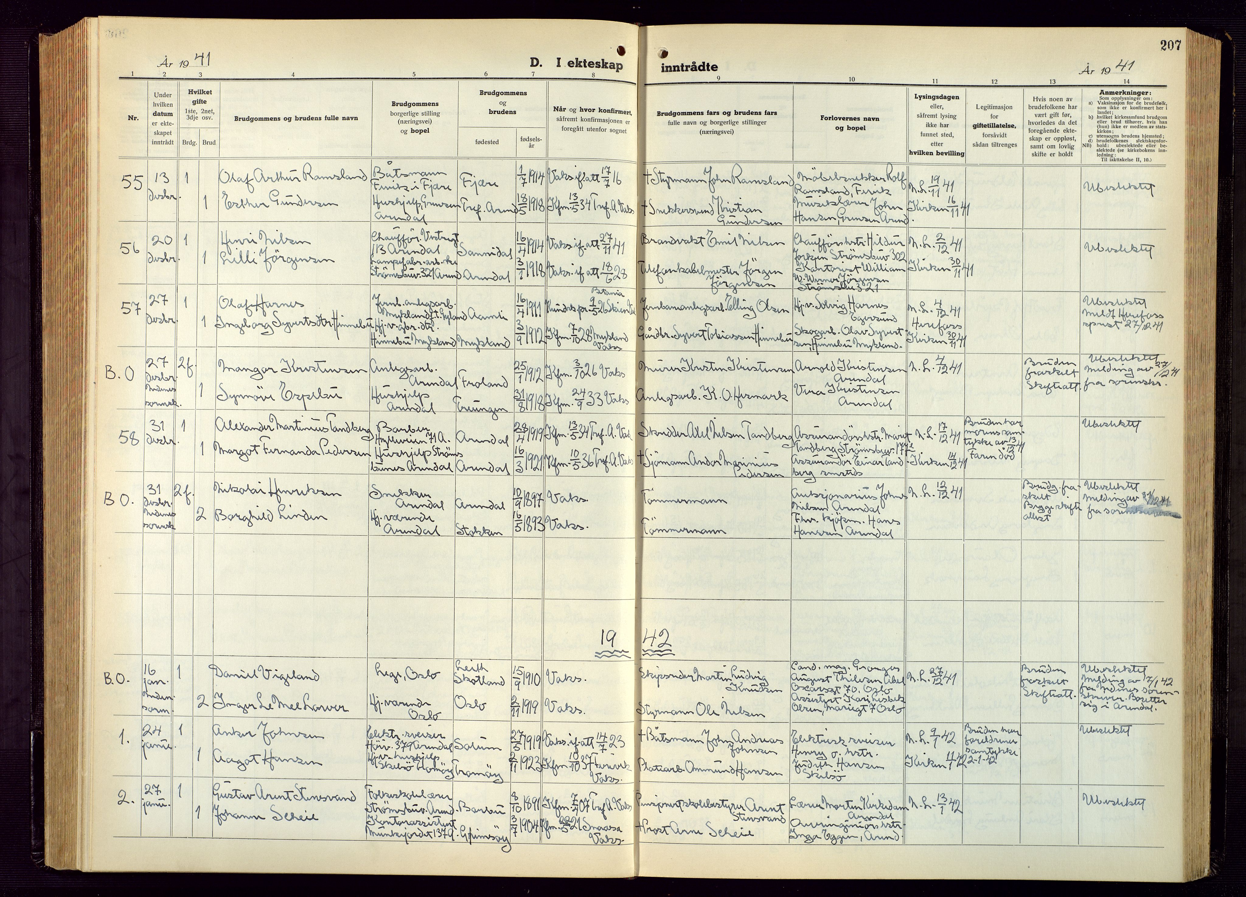 Arendal sokneprestkontor, Trefoldighet, AV/SAK-1111-0040/F/Fb/L0009: Parish register (copy) no. B 9, 1940-1949, p. 207