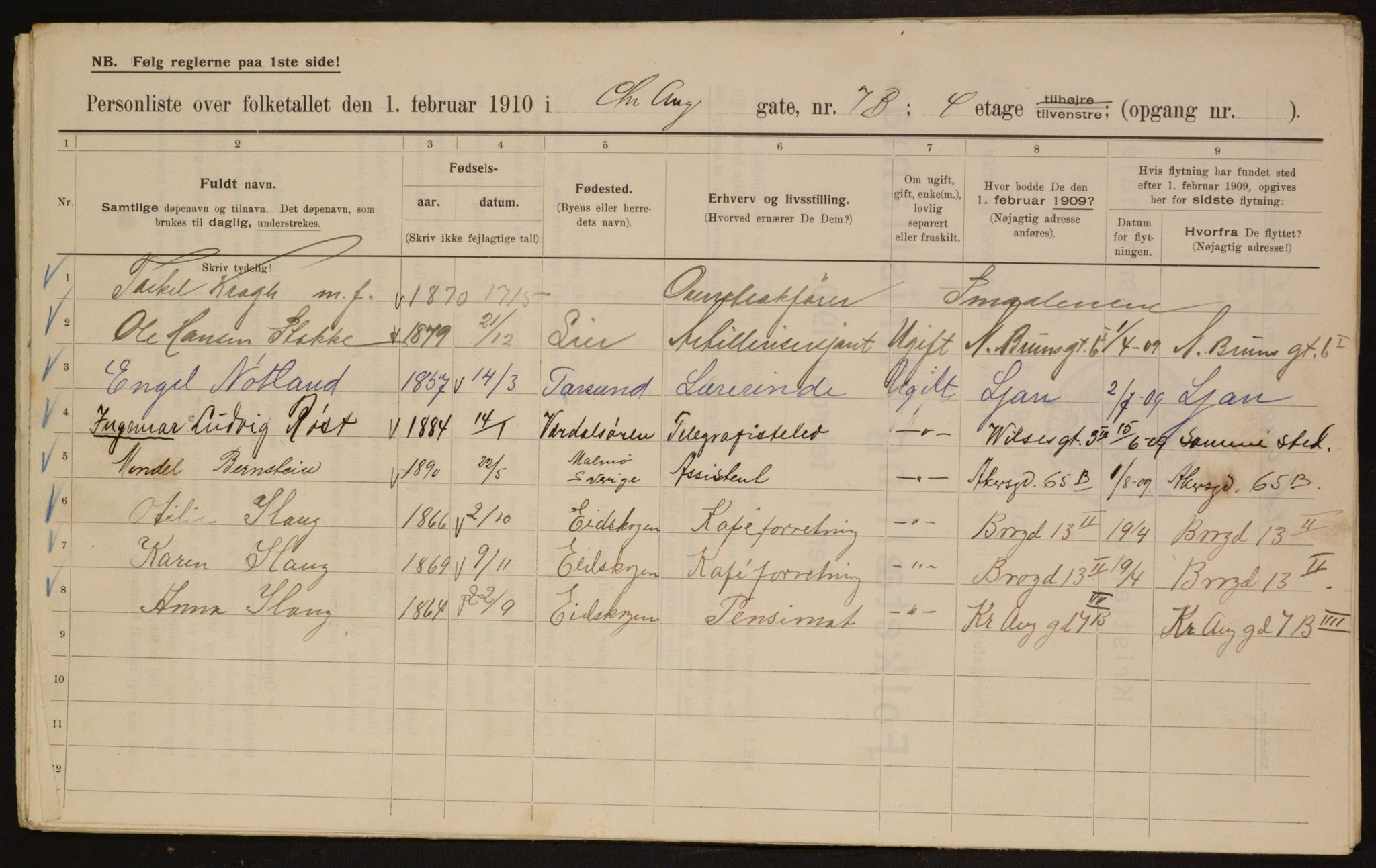 OBA, Municipal Census 1910 for Kristiania, 1910, p. 52392