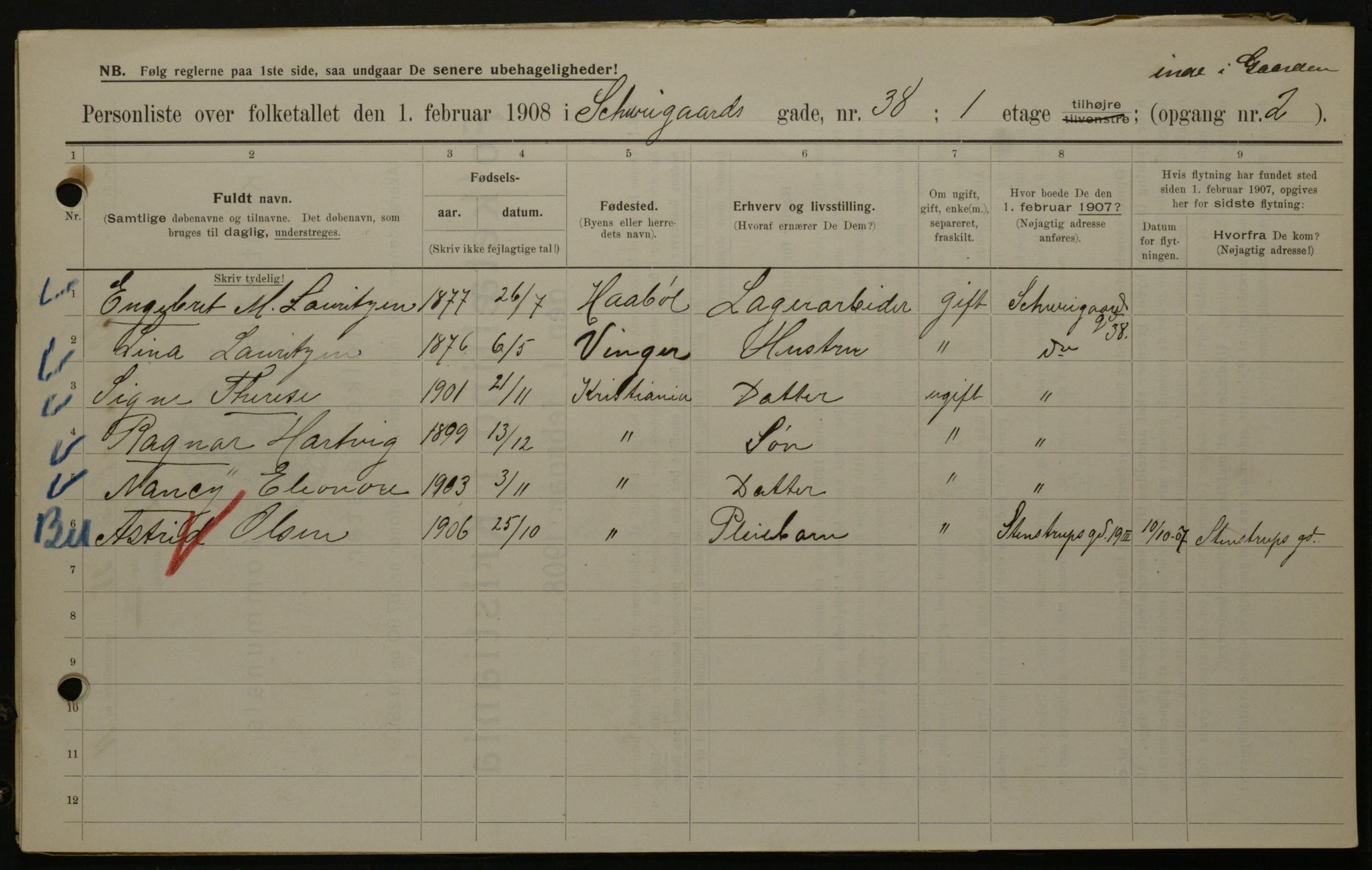 OBA, Municipal Census 1908 for Kristiania, 1908, p. 81831