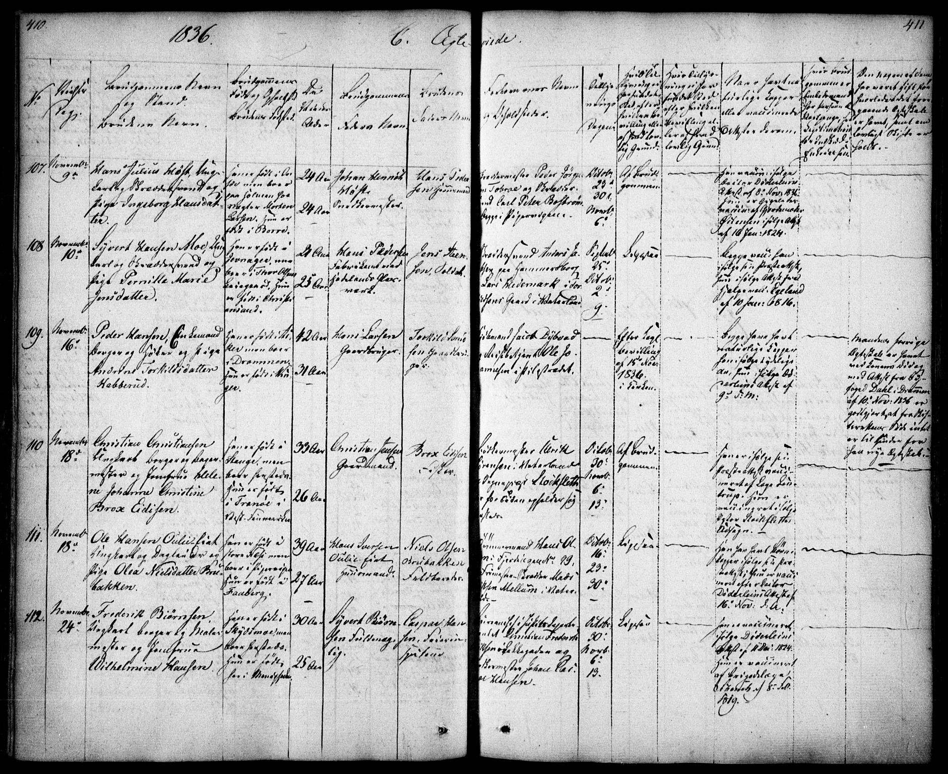 Oslo domkirke Kirkebøker, SAO/A-10752/F/Fa/L0019: Parish register (official) no. 19, 1828-1847, p. 410-411