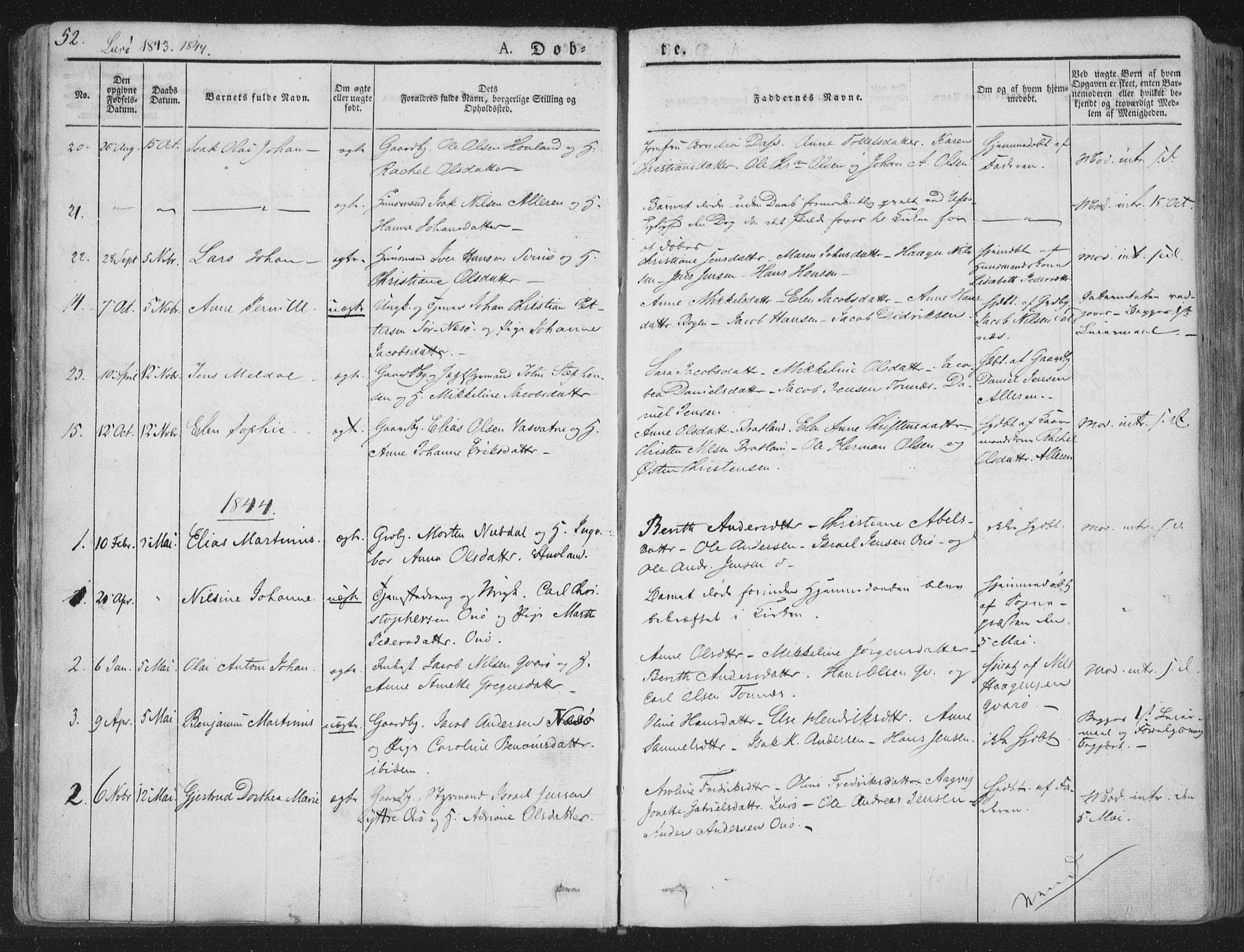 Ministerialprotokoller, klokkerbøker og fødselsregistre - Nordland, SAT/A-1459/839/L0565: Parish register (official) no. 839A02, 1825-1862, p. 52