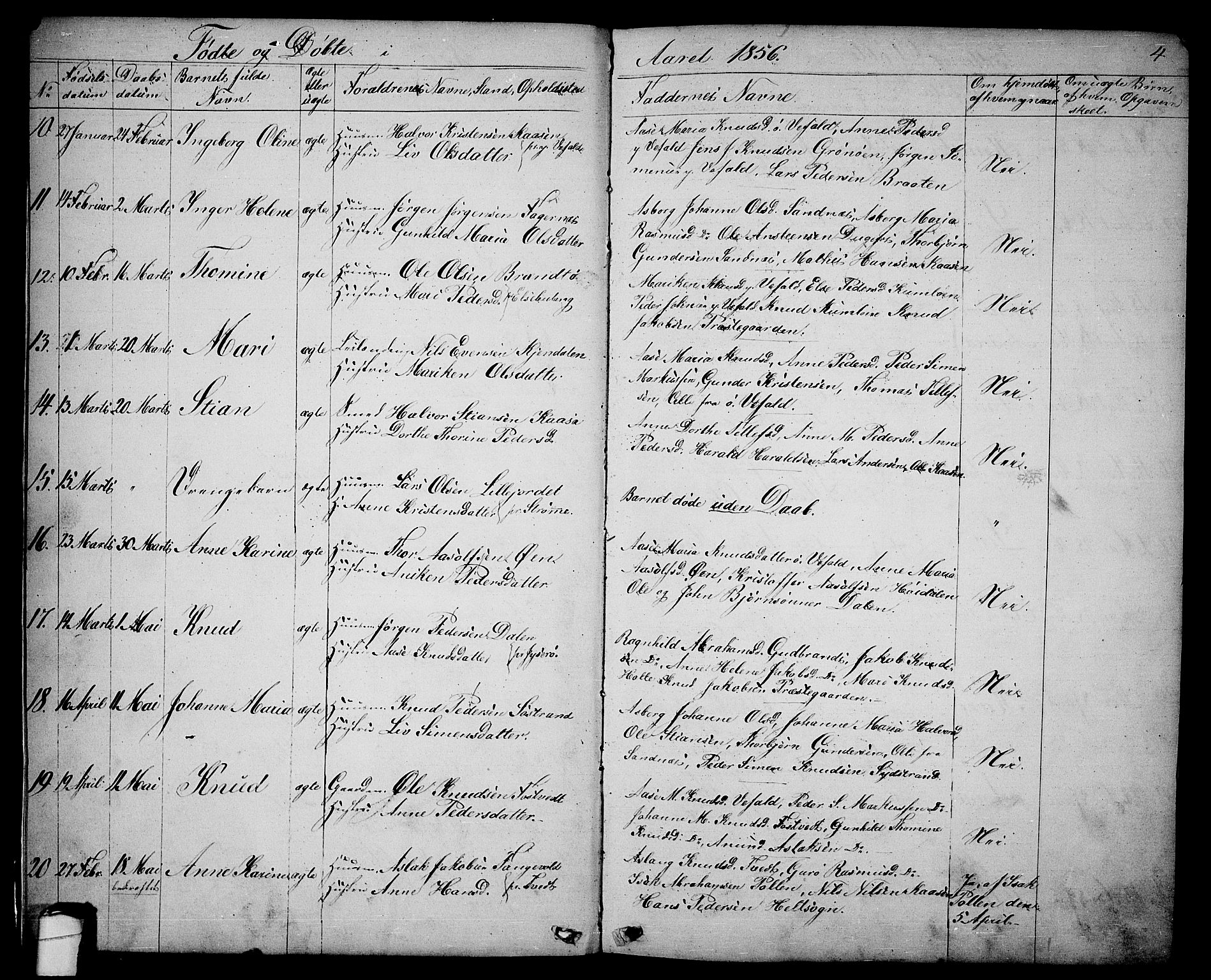 Drangedal kirkebøker, SAKO/A-258/G/Ga/L0002: Parish register (copy) no. I 2, 1856-1887, p. 4