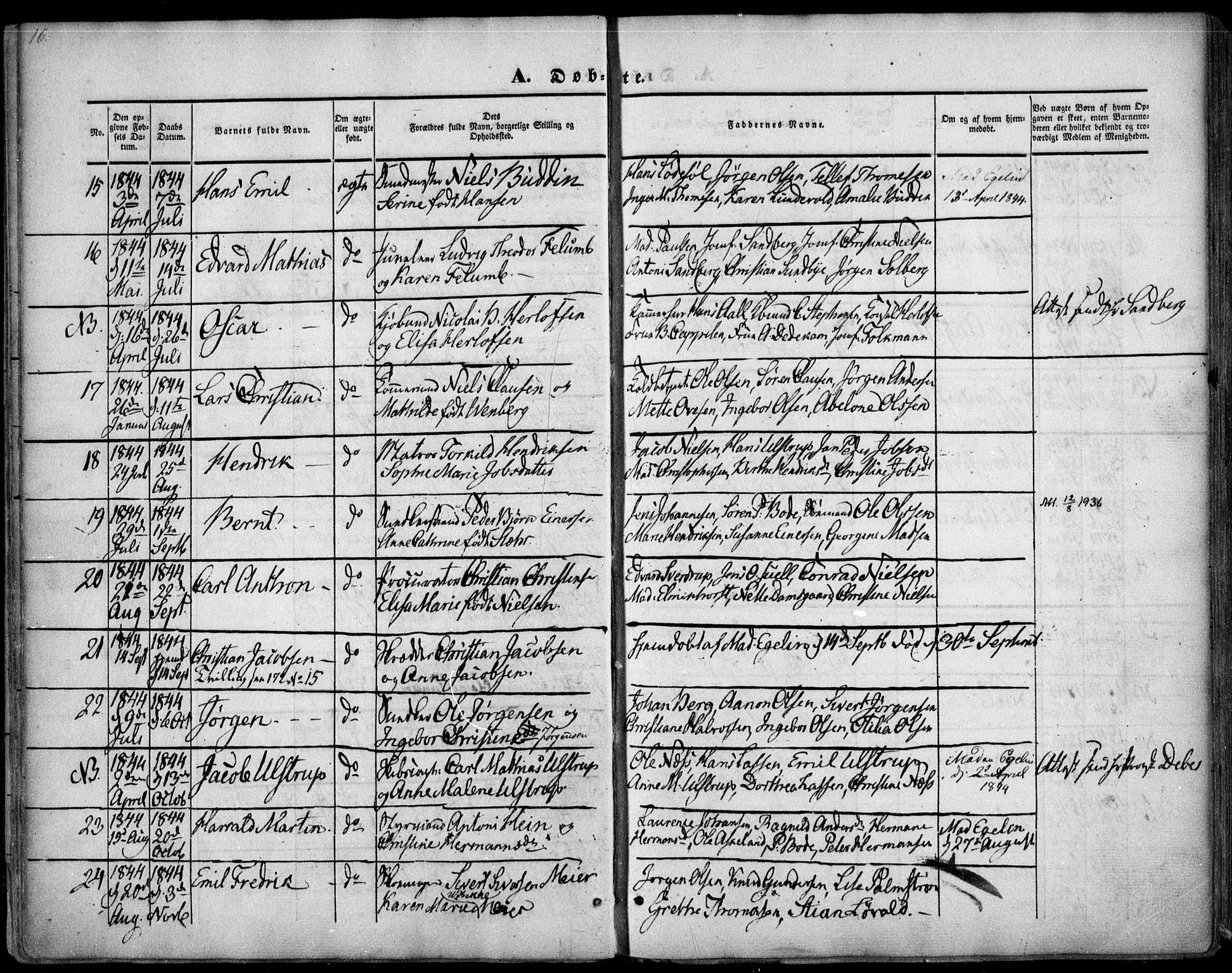Arendal sokneprestkontor, Trefoldighet, SAK/1111-0040/F/Fa/L0005: Parish register (official) no. A 5, 1838-1854, p. 16