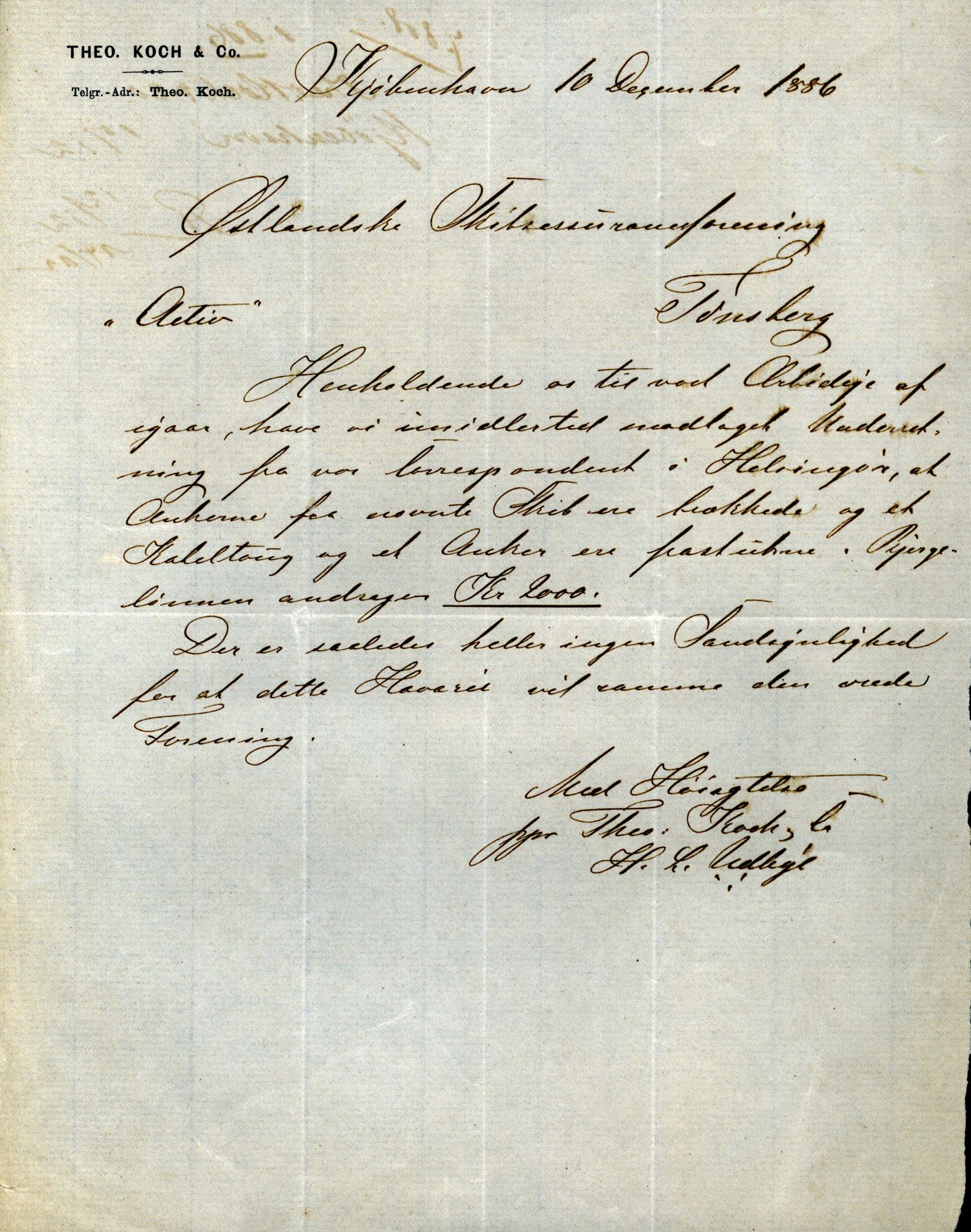 Pa 63 - Østlandske skibsassuranceforening, VEMU/A-1079/G/Ga/L0019/0012: Havaridokumenter / Activ, Ørnen, Hermod, Erato, Herman Lehmkuhl, 1886, p. 3