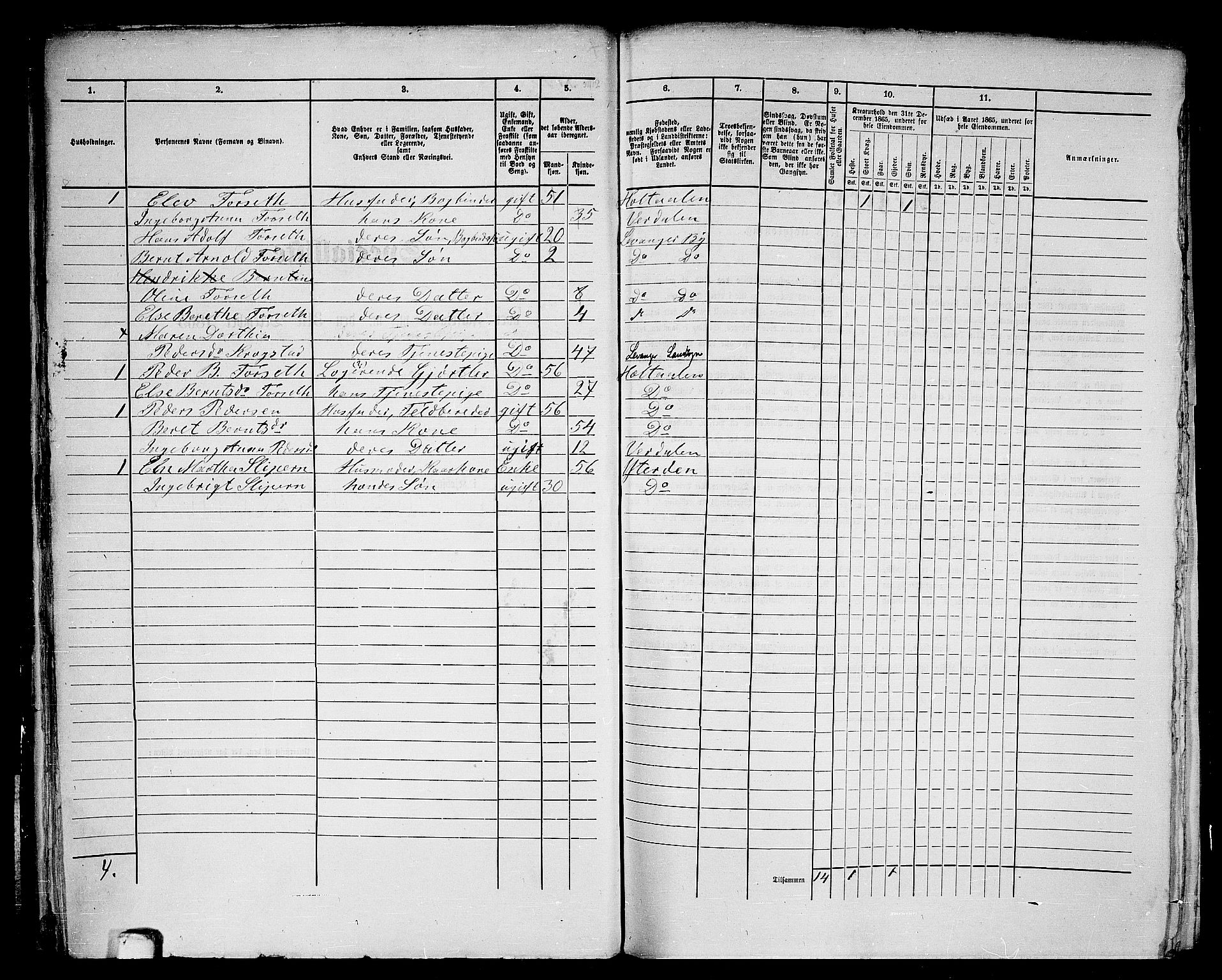 RA, 1865 census for Levanger/Levanger, 1865, p. 38