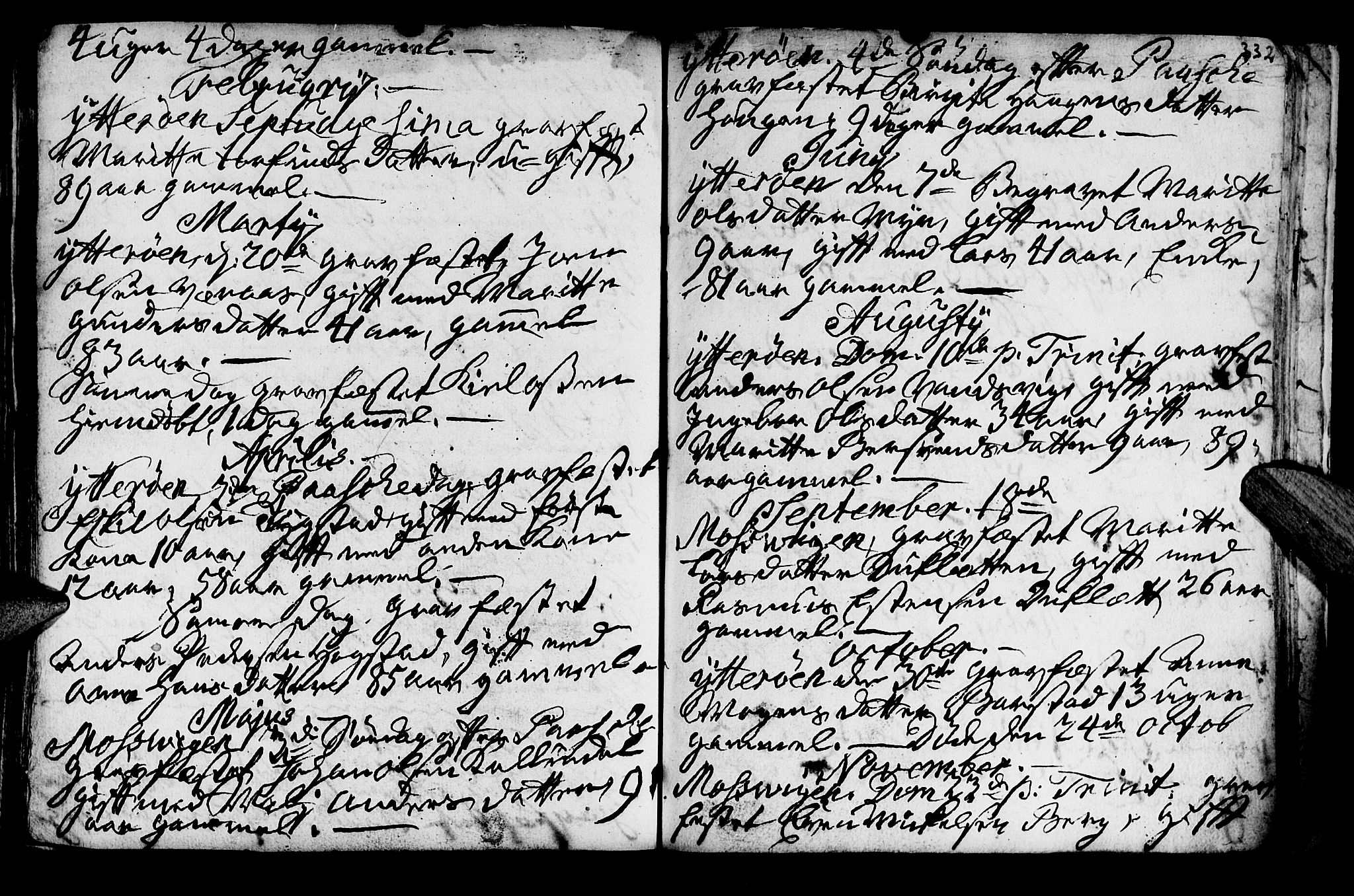 Ministerialprotokoller, klokkerbøker og fødselsregistre - Nord-Trøndelag, SAT/A-1458/722/L0215: Parish register (official) no. 722A02, 1718-1755, p. 332