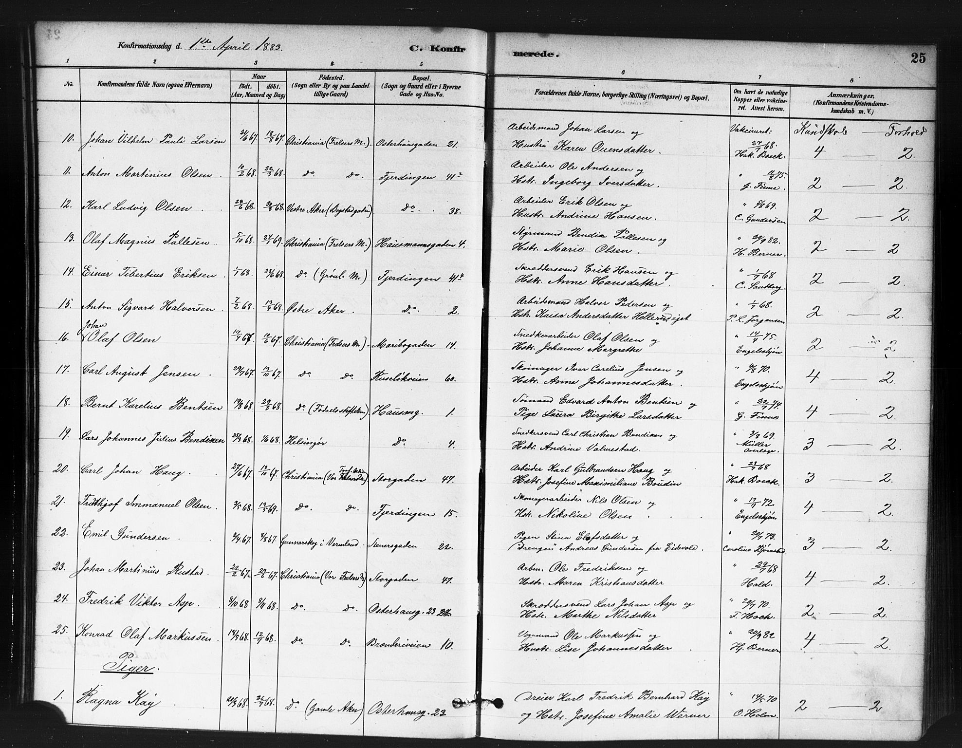 Jakob prestekontor Kirkebøker, SAO/A-10850/F/Fa/L0004: Parish register (official) no. 4, 1880-1894, p. 25