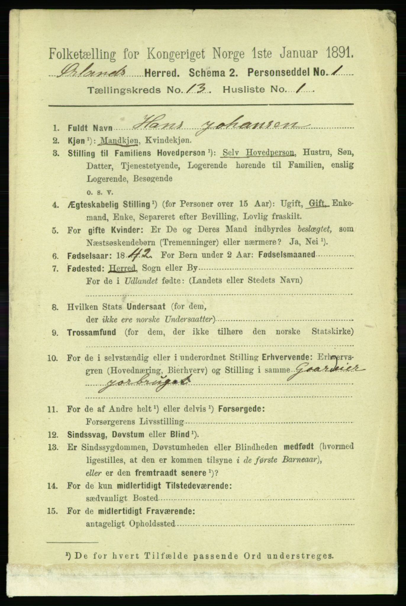 RA, 1891 census for 1621 Ørland, 1891, p. 5865